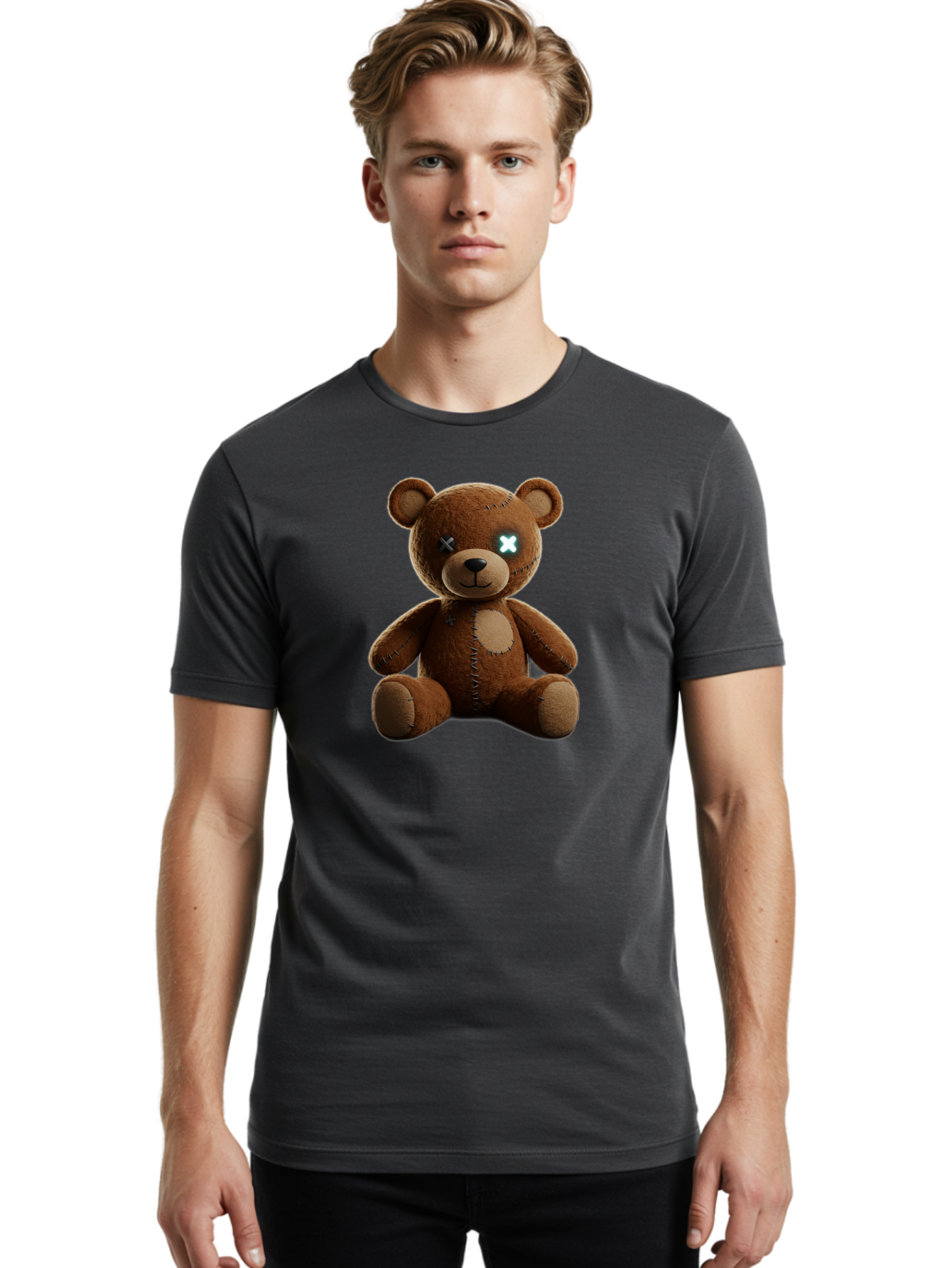 Teddy-Bear-With-X-Eyes Men'S Graphic Tee, 100% Cotton, Comfortable Casual Summer Wear, Machine Washable, Vintage Camera, Old Camera, Antique Camera, Black Camera, Classic Photography, Photography Equipment, Nostalgic Device, Film Camera, Bag057