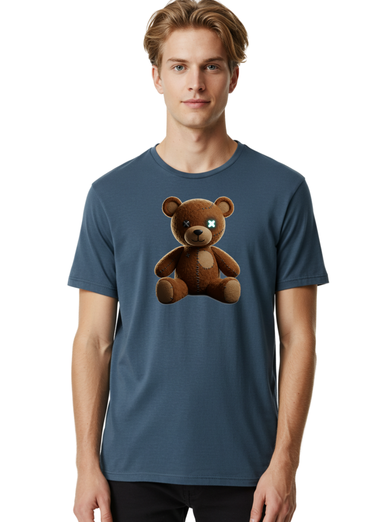 Teddy-Bear-With-X-Eyes Men'S Graphic Tee, 100% Cotton, Comfortable Casual Summer Wear, Machine Washable, Vintage Camera, Old Camera, Antique Camera, Black Camera, Classic Photography, Photography Equipment, Nostalgic Device, Film Camera, Bag057