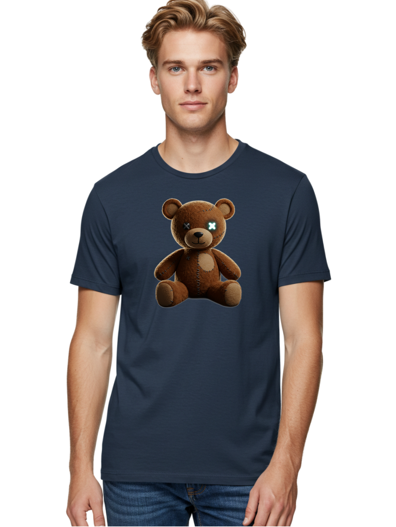 Teddy-Bear-With-X-Eyes Men'S Graphic Tee, 100% Cotton, Comfortable Casual Summer Wear, Machine Washable, Vintage Camera, Old Camera, Antique Camera, Black Camera, Classic Photography, Photography Equipment, Nostalgic Device, Film Camera, Bag057