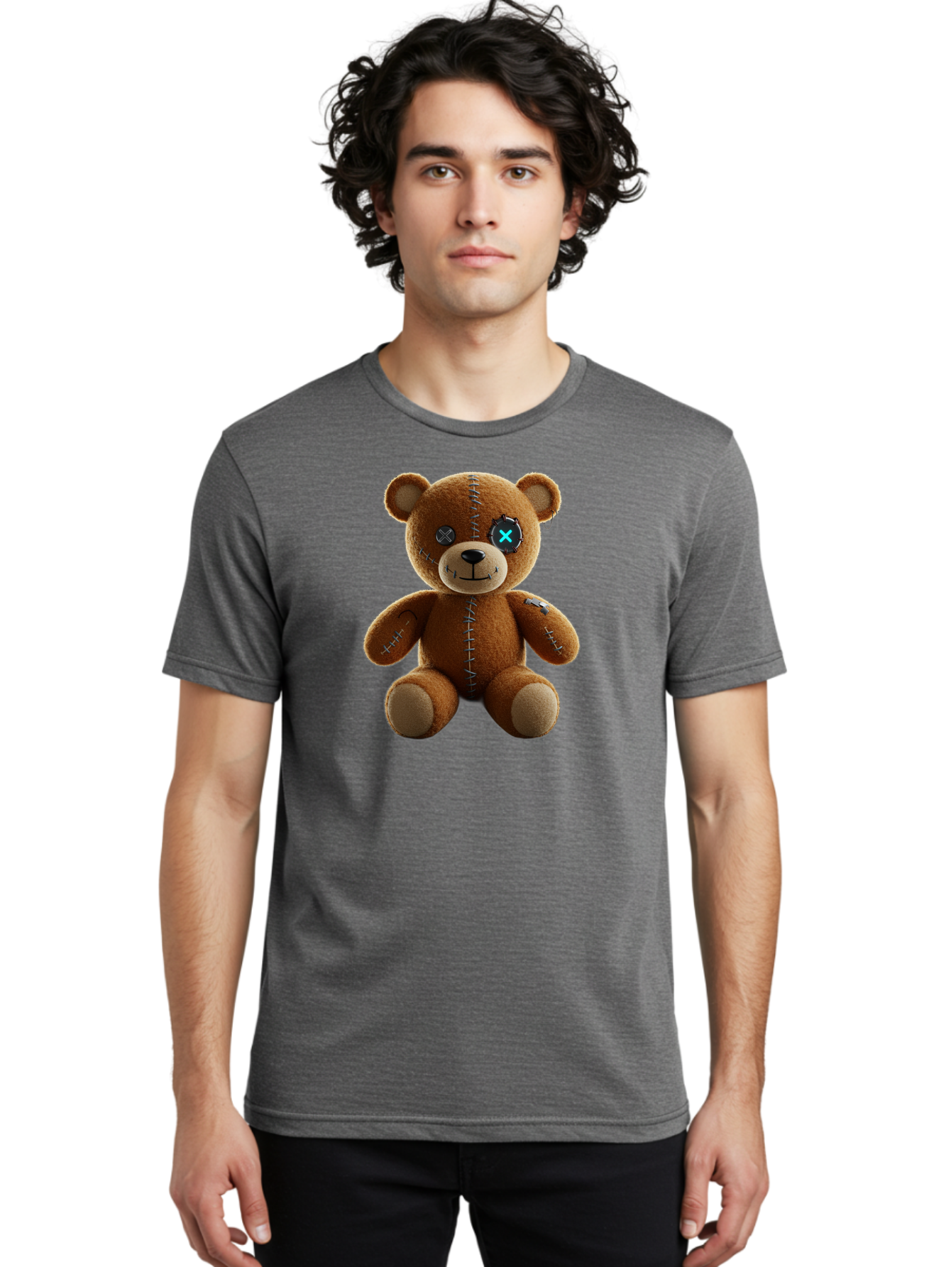 Teddy-Bear-With-X-Stitch-Eyes Men'S Graphic Tee, 100% Cotton, Comfortable Casual Summer Wear, Machine Washable, Vintage Camera, Old Camera, Antique Camera, Black Camera, Classic Photography, Photography Equipment, Nostalgic Device, Bag058