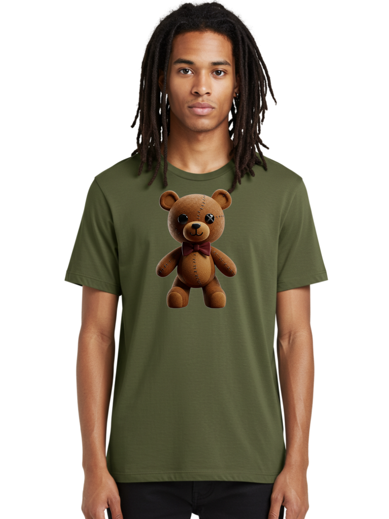 Teddy-Bear-With-X-Stitched-Eye Men'S Graphic Tee, 100% Cotton, Comfortable Casual Summer Wear, Machine Washable, Vintage Camera, Old Camera, Antique Camera, Black Camera, Classic Photography, Photography Equipment, Nostalgic Device, Bag059