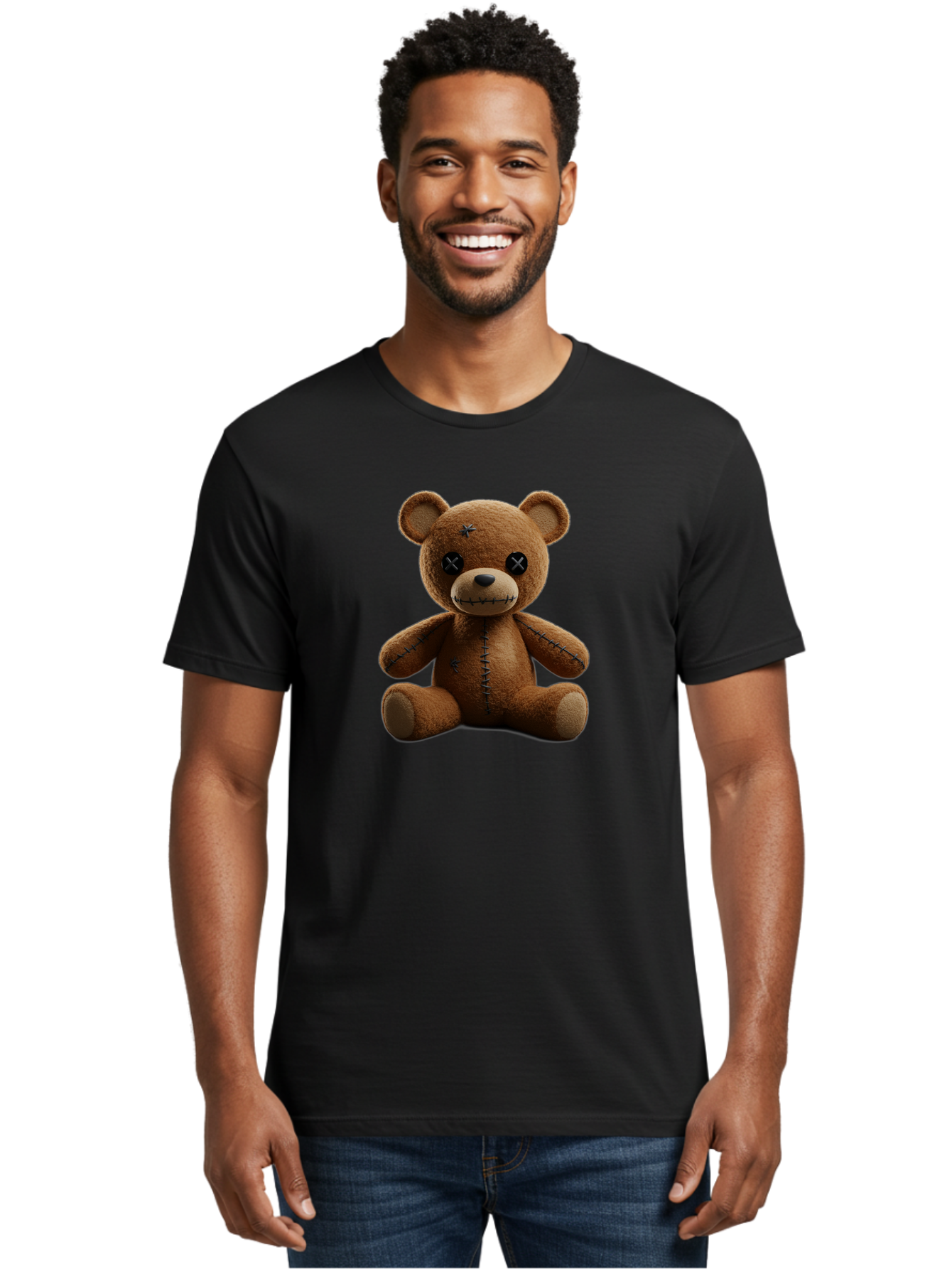 Voodoo-Teddy-Bear-4 Men'S Graphic Tee, 100% Cotton, Comfortable Casual Summer Wear, Machine Washable, Vintage Camera, Old Camera, Antique Camera, Black Camera, Classic Photography, Photography Equipment, Nostalgic Device, Film Camera, Bag082