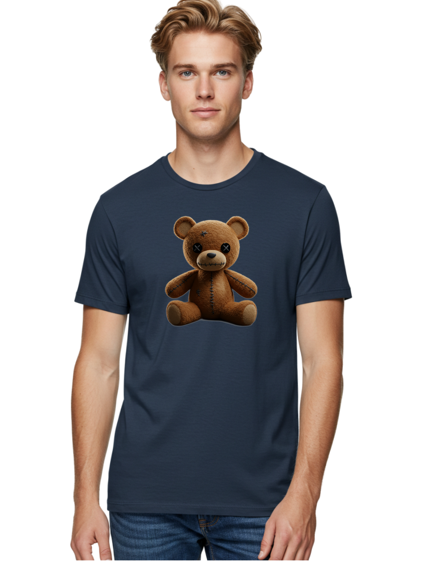 Voodoo-Teddy-Bear-4 Men'S Graphic Tee, 100% Cotton, Comfortable Casual Summer Wear, Machine Washable, Vintage Camera, Old Camera, Antique Camera, Black Camera, Classic Photography, Photography Equipment, Nostalgic Device, Film Camera, Bag082
