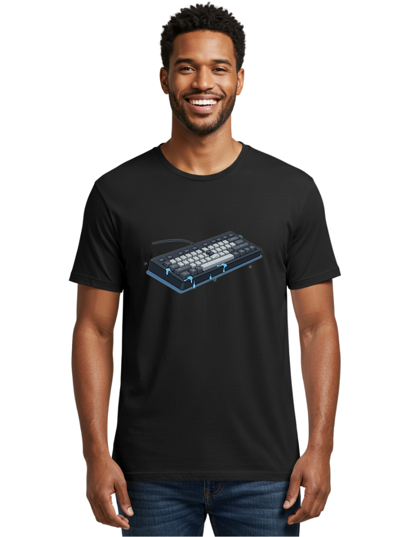 Water-Damaged-Keyboard Men'S Graphic Tee, 100% Cotton, Comfortable Casual Summer Wear, Machine Washable, Vintage Camera, Old Camera, Antique Camera, Black Camera, Classic Photography, Photography Equipment, Nostalgic Device, Film Camera, Bag095