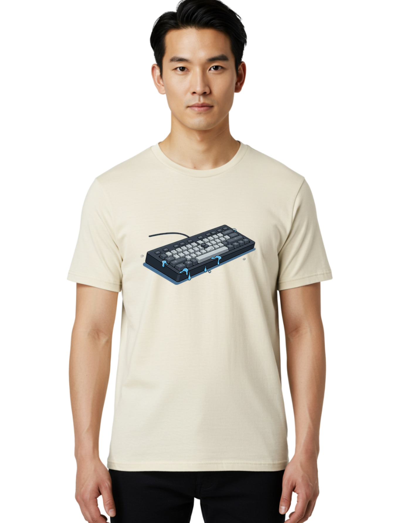 Water-Damaged-Keyboard Men'S Graphic Tee, 100% Cotton, Comfortable Casual Summer Wear, Machine Washable, Vintage Camera, Old Camera, Antique Camera, Black Camera, Classic Photography, Photography Equipment, Nostalgic Device, Film Camera, Bag095