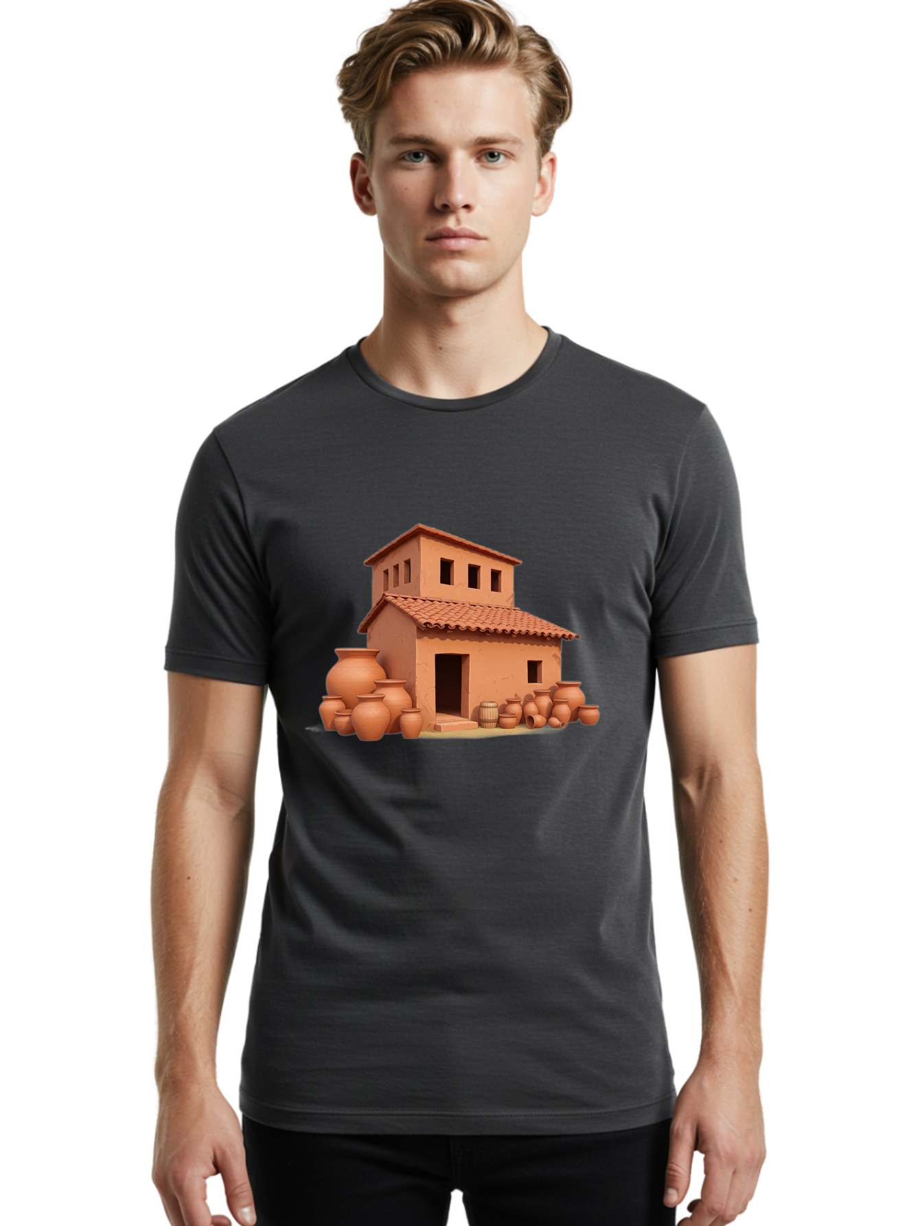 Adobe-House-1 Men'S Graphic Tee, 100% Cotton, Comfortable Casual Summer Wear, Machine Washable, Vintage Camera, Old Camera, Antique Camera, Black Camera, Classic Photography, Photography Equipment, Nostalgic Device, Film Camera, Camera Art Bag127
