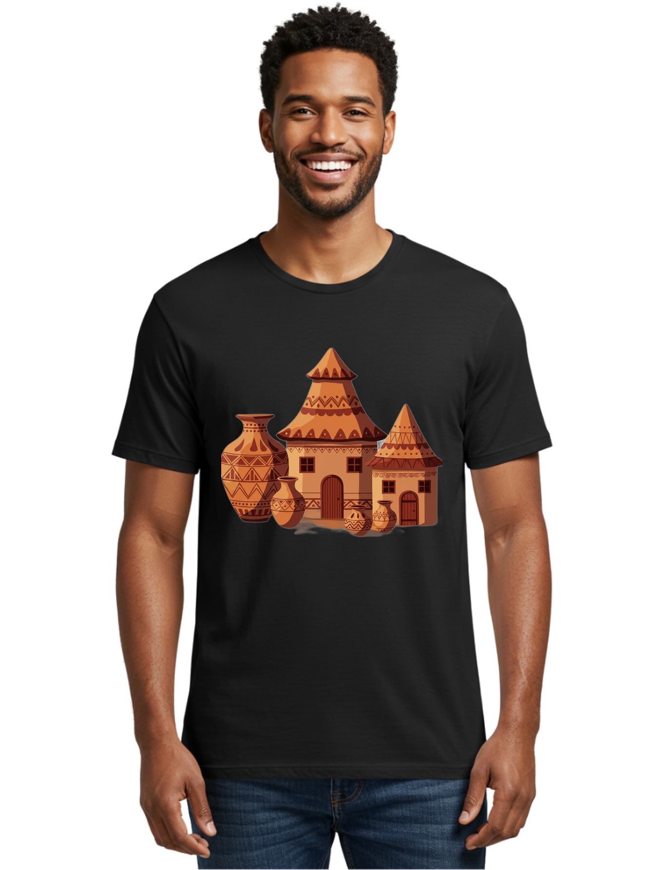 African-Huts-And-Vases Men'S Graphic Tee, 100% Cotton, Comfortable Casual Summer Wear, Machine Washable, Vintage Camera, Old Camera, Antique Camera, Black Camera, Classic Photography, Photography Equipment, Nostalgic Device, Film Camera, Bag130