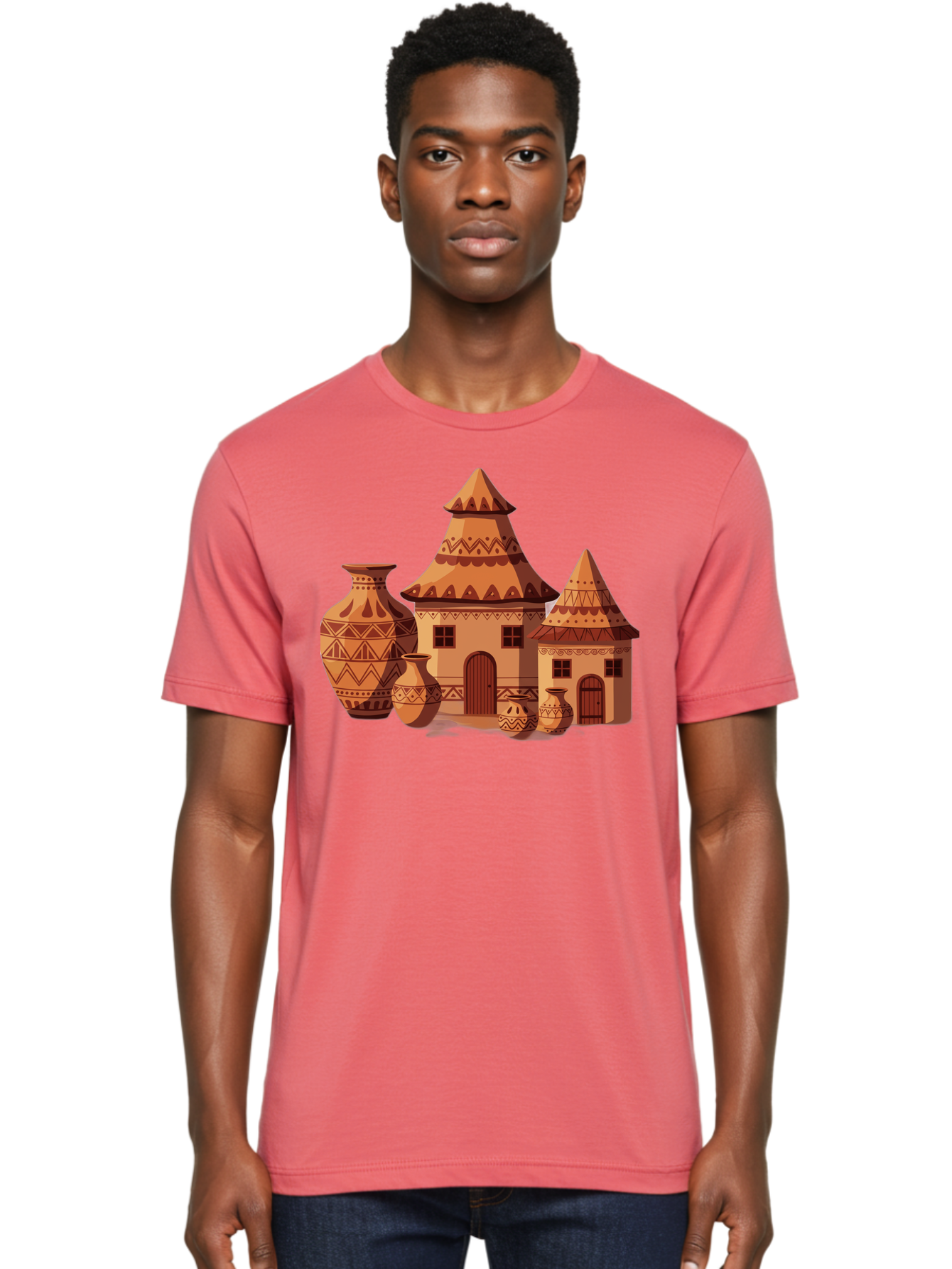 African-Huts-And-Vases Men'S Graphic Tee, 100% Cotton, Comfortable Casual Summer Wear, Machine Washable, Vintage Camera, Old Camera, Antique Camera, Black Camera, Classic Photography, Photography Equipment, Nostalgic Device, Film Camera, Bag130