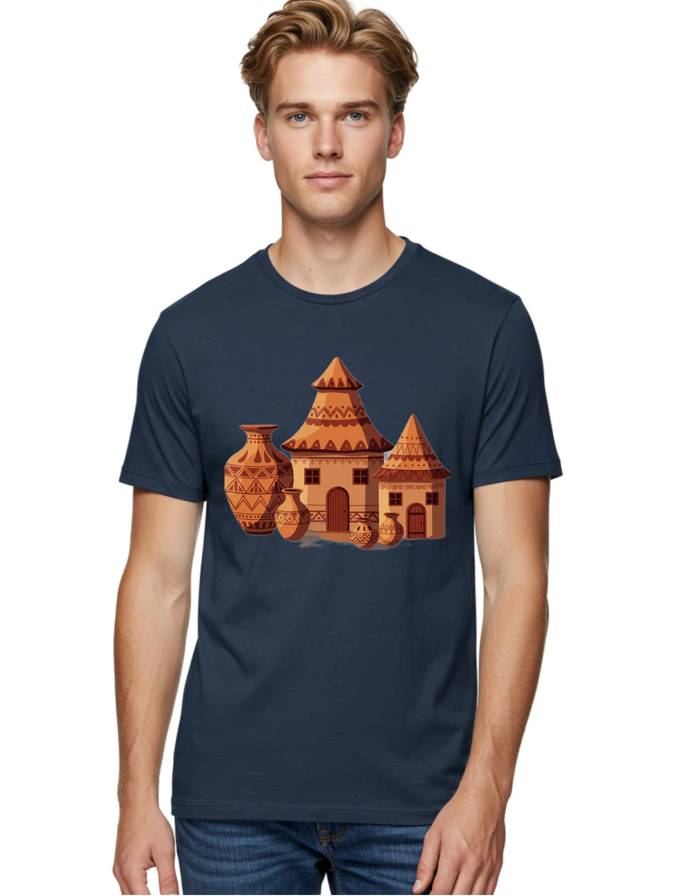 African-Huts-And-Vases Men'S Graphic Tee, 100% Cotton, Comfortable Casual Summer Wear, Machine Washable, Vintage Camera, Old Camera, Antique Camera, Black Camera, Classic Photography, Photography Equipment, Nostalgic Device, Film Camera, Bag130