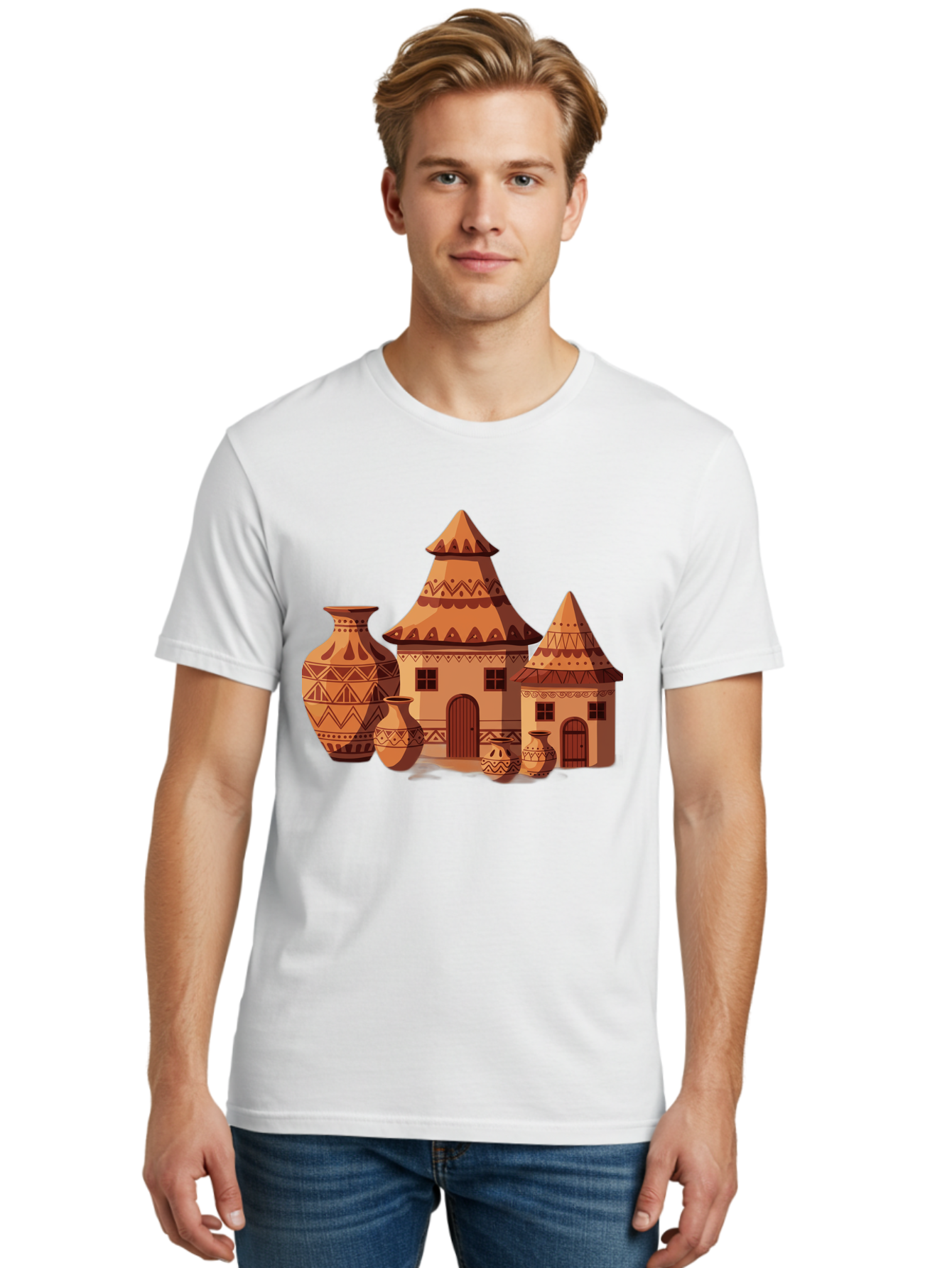African-Huts-And-Vases Men'S Graphic Tee, 100% Cotton, Comfortable Casual Summer Wear, Machine Washable, Vintage Camera, Old Camera, Antique Camera, Black Camera, Classic Photography, Photography Equipment, Nostalgic Device, Film Camera, Bag130