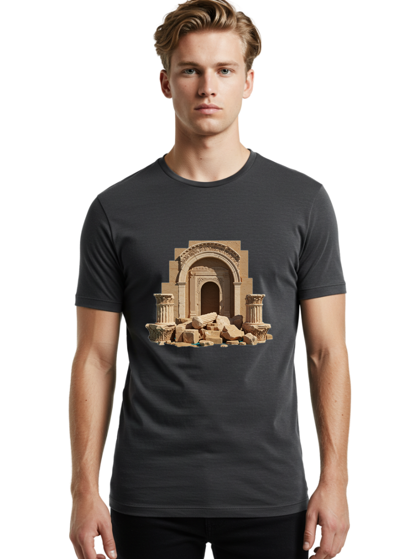 Ancient-Archway-Ruins Men'S Graphic Tee, 100% Cotton, Comfortable Casual Summer Wear, Machine Washable, Vintage Camera, Old Camera, Antique Camera, Black Camera, Classic Photography, Photography Equipment, Nostalgic Device, Film Camera, Bag133