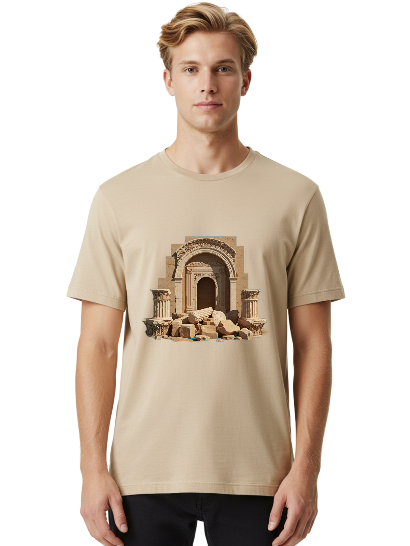 Ancient-Archway-Ruins Men'S Graphic Tee, 100% Cotton, Comfortable Casual Summer Wear, Machine Washable, Vintage Camera, Old Camera, Antique Camera, Black Camera, Classic Photography, Photography Equipment, Nostalgic Device, Film Camera, Bag133