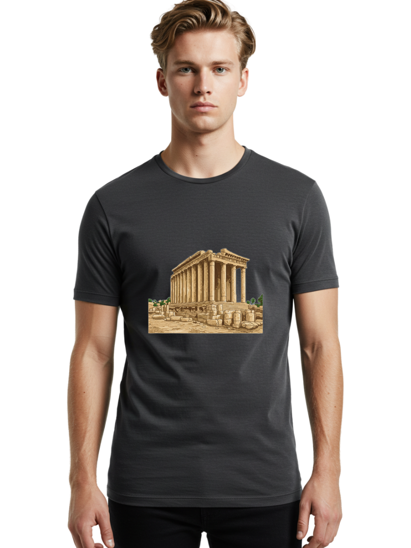 Ancient-Greek-Temple Men'S Graphic Tee, 100% Cotton, Comfortable Casual Summer Wear, Machine Washable, Vintage Camera, Old Camera, Antique Camera, Black Camera, Classic Photography, Photography Equipment, Nostalgic Device, Film Camera, Bag134