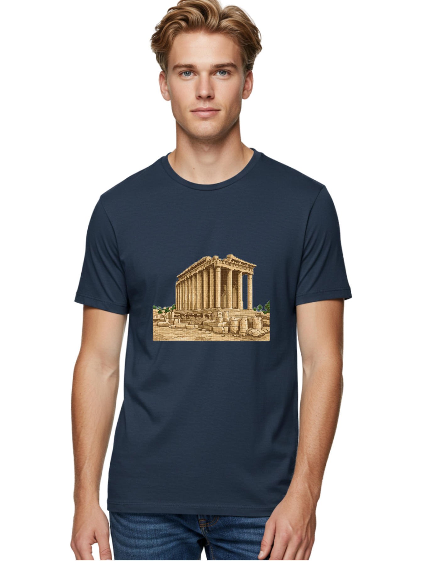 Ancient-Greek-Temple Men'S Graphic Tee, 100% Cotton, Comfortable Casual Summer Wear, Machine Washable, Vintage Camera, Old Camera, Antique Camera, Black Camera, Classic Photography, Photography Equipment, Nostalgic Device, Film Camera, Bag134