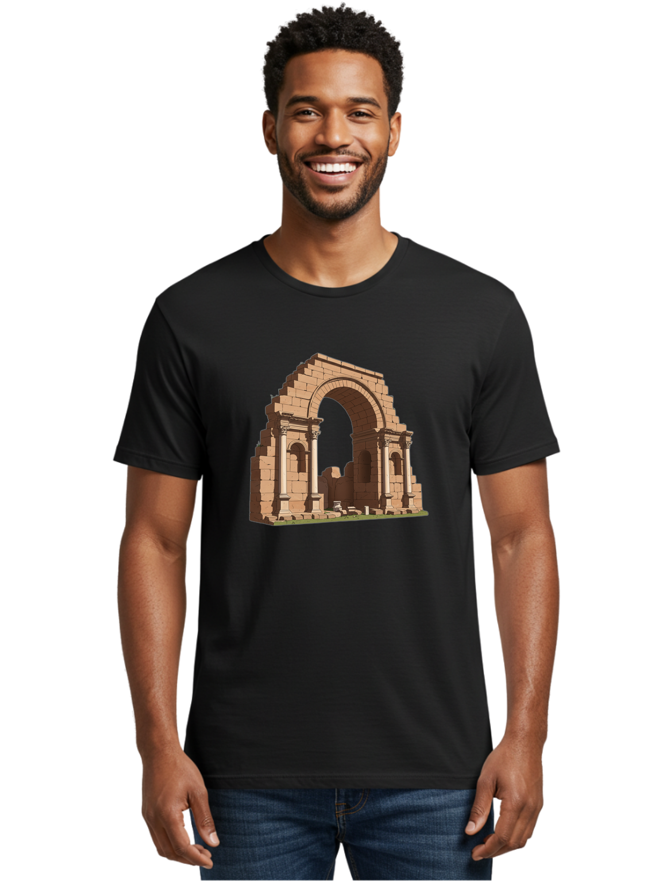 Archway-Ruins Men'S Graphic Tee, 100% Cotton, Comfortable Casual Summer Wear, Machine Washable, Vintage Camera, Old Camera, Antique Camera, Black Camera, Classic Photography, Photography Equipment, Nostalgic Device, Film Camera, Camera Art Bag146