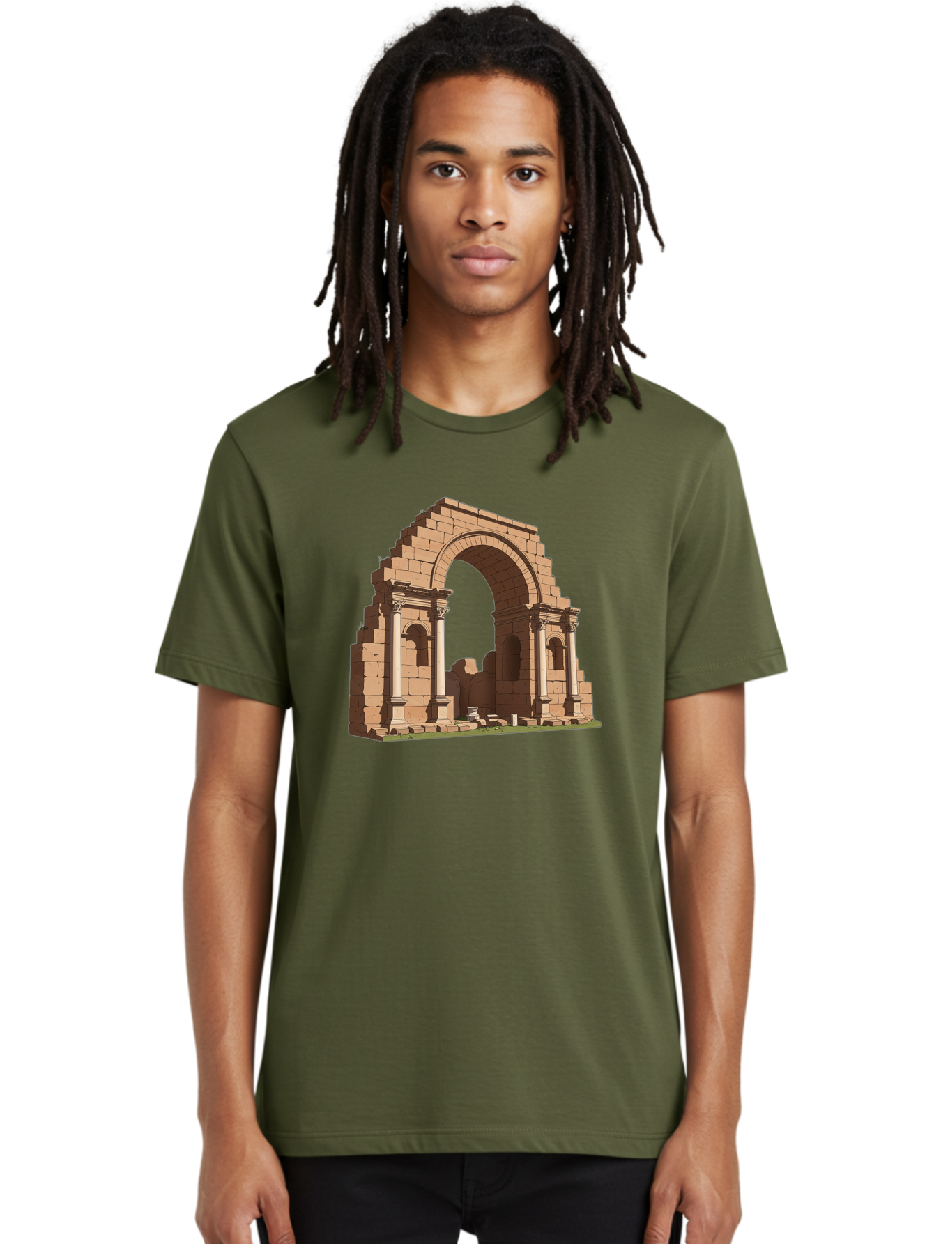 Archway-Ruins Men'S Graphic Tee, 100% Cotton, Comfortable Casual Summer Wear, Machine Washable, Vintage Camera, Old Camera, Antique Camera, Black Camera, Classic Photography, Photography Equipment, Nostalgic Device, Film Camera, Camera Art Bag146