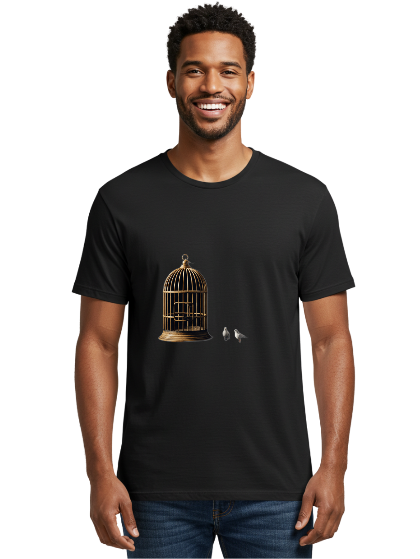 Bird-Cage-And-Birds Men'S Graphic Tee, 100% Cotton, Comfortable Casual Summer Wear, Machine Washable, Vintage Camera, Old Camera, Antique Camera, Black Camera, Classic Photography, Photography Equipment, Nostalgic Device, Film Camera, Bag172