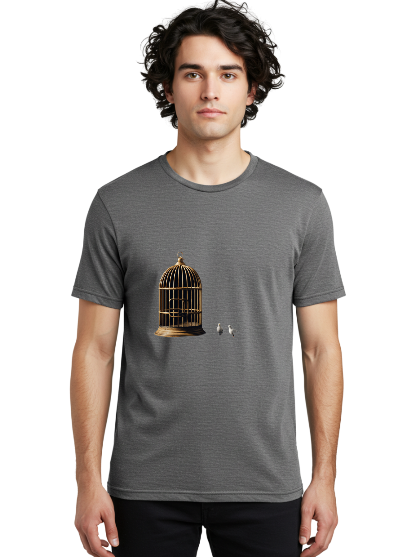 Bird-Cage-And-Birds Men'S Graphic Tee, 100% Cotton, Comfortable Casual Summer Wear, Machine Washable, Vintage Camera, Old Camera, Antique Camera, Black Camera, Classic Photography, Photography Equipment, Nostalgic Device, Film Camera, Bag172