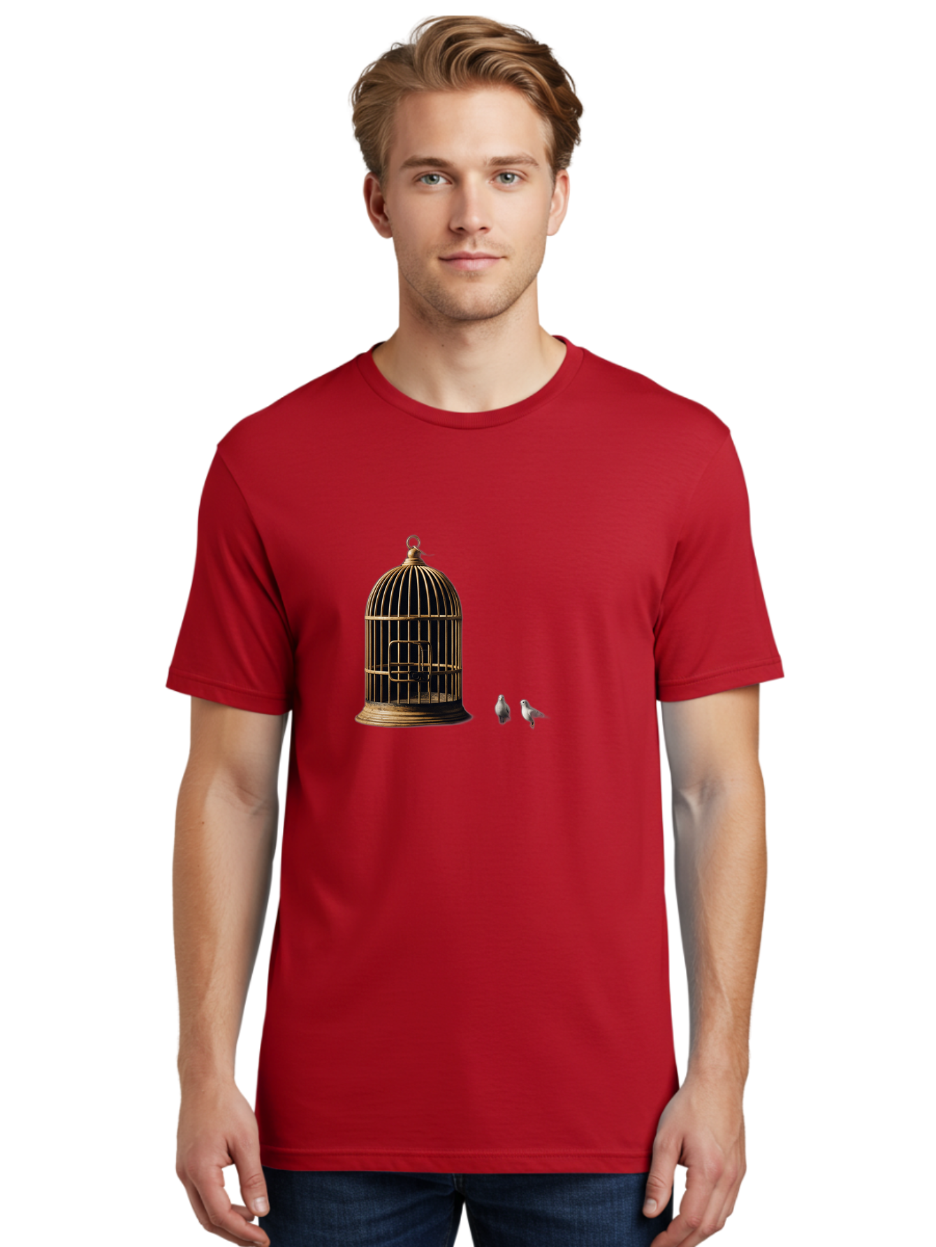 Bird-Cage-And-Birds Men'S Graphic Tee, 100% Cotton, Comfortable Casual Summer Wear, Machine Washable, Vintage Camera, Old Camera, Antique Camera, Black Camera, Classic Photography, Photography Equipment, Nostalgic Device, Film Camera, Bag172