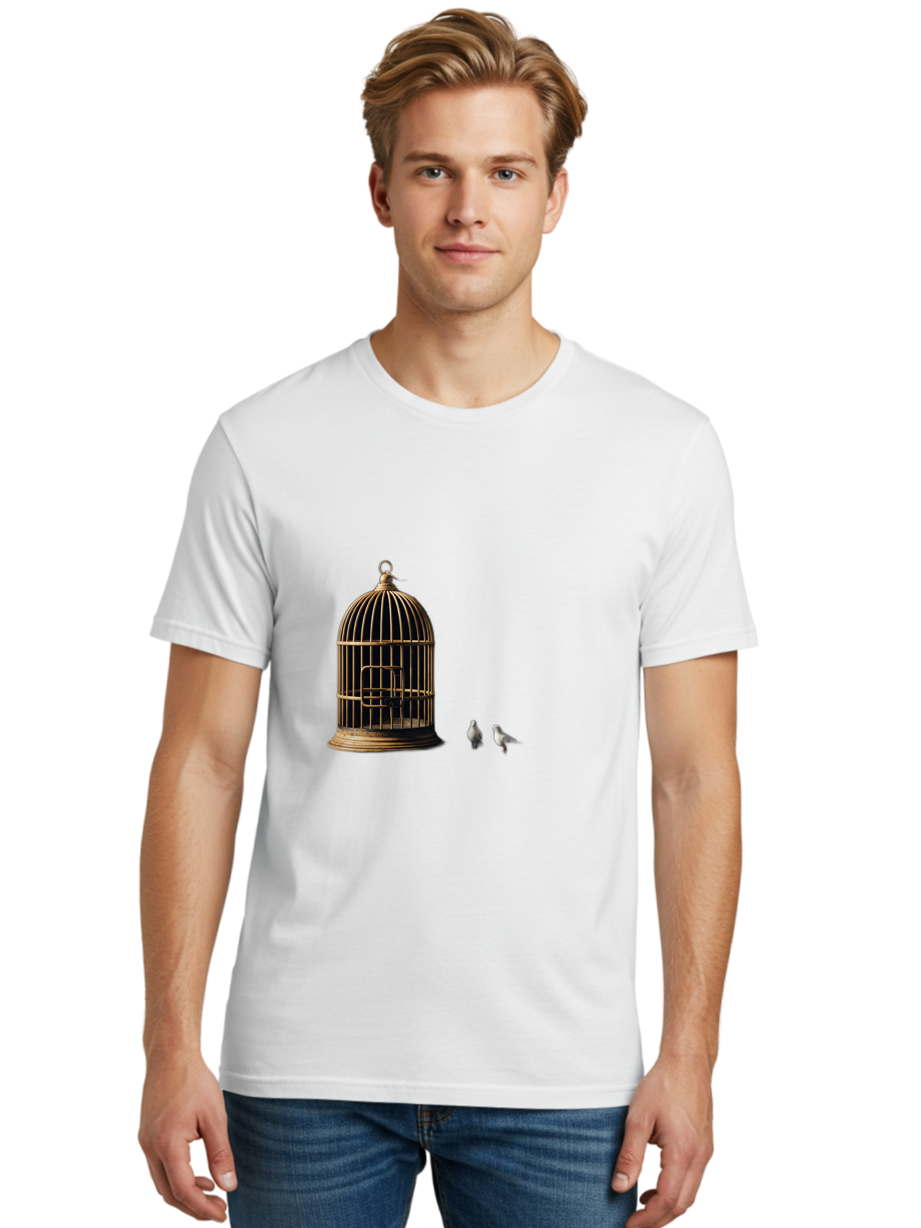 Bird-Cage-And-Birds Men'S Graphic Tee, 100% Cotton, Comfortable Casual Summer Wear, Machine Washable, Vintage Camera, Old Camera, Antique Camera, Black Camera, Classic Photography, Photography Equipment, Nostalgic Device, Film Camera, Bag172