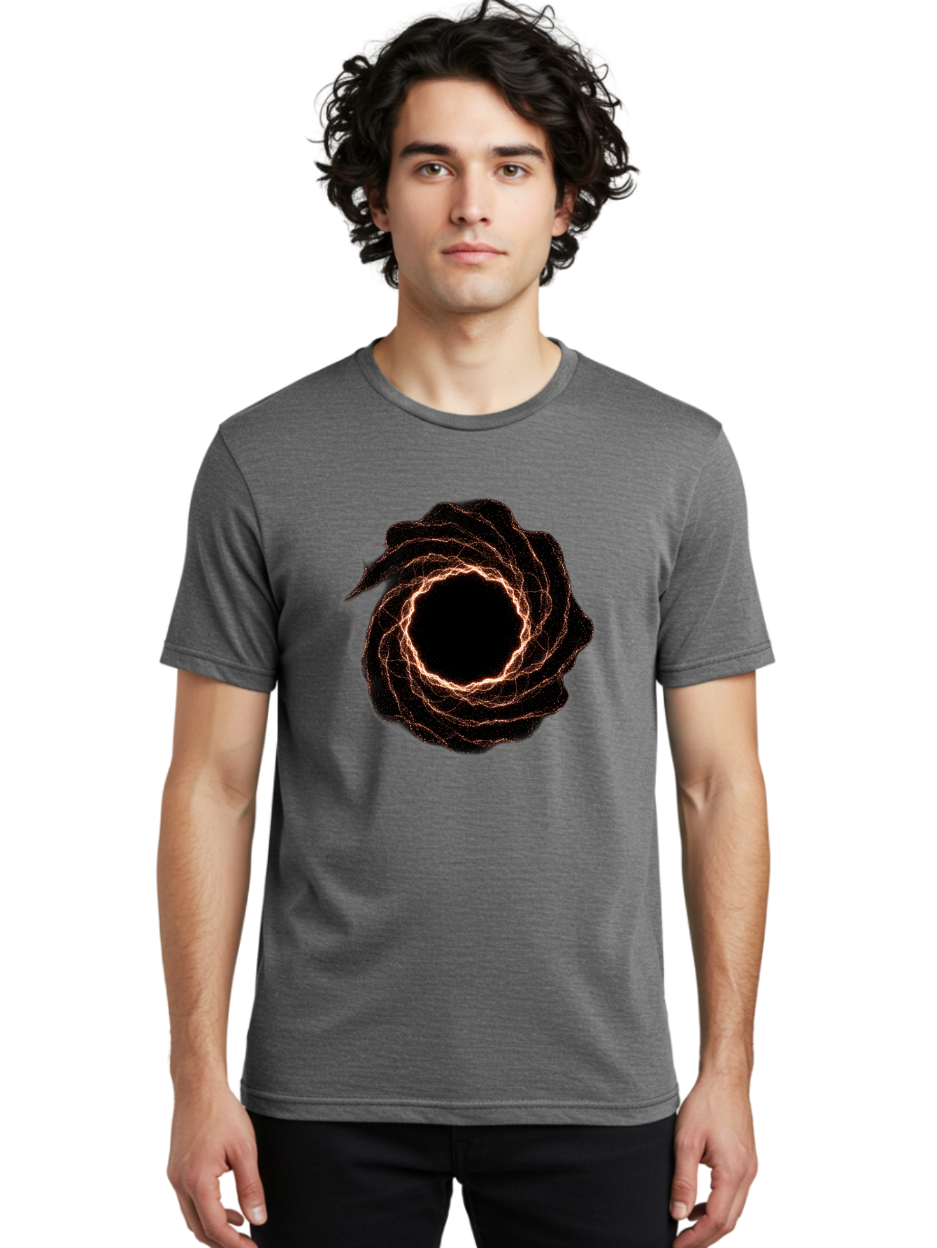 Black-Hole-Vortex Men'S Graphic Tee, 100% Cotton, Comfortable Casual Summer Wear, Machine Washable, Vintage Camera, Old Camera, Antique Camera, Black Camera, Classic Photography, Photography Equipment, Nostalgic Device, Film Camera, Camera Art Bag180