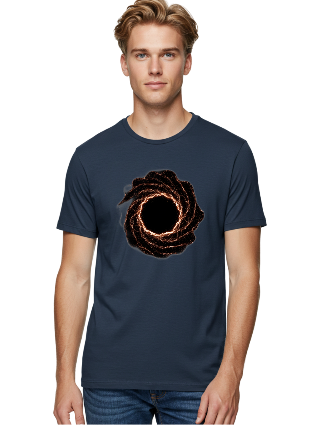 Black-Hole-Vortex Men'S Graphic Tee, 100% Cotton, Comfortable Casual Summer Wear, Machine Washable, Vintage Camera, Old Camera, Antique Camera, Black Camera, Classic Photography, Photography Equipment, Nostalgic Device, Film Camera, Camera Art Bag180