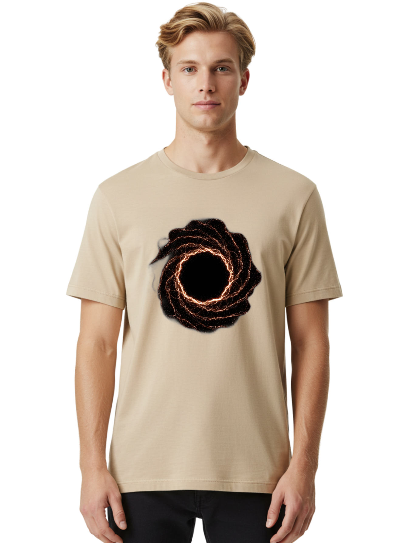 Black-Hole-Vortex Men'S Graphic Tee, 100% Cotton, Comfortable Casual Summer Wear, Machine Washable, Vintage Camera, Old Camera, Antique Camera, Black Camera, Classic Photography, Photography Equipment, Nostalgic Device, Film Camera, Camera Art Bag180