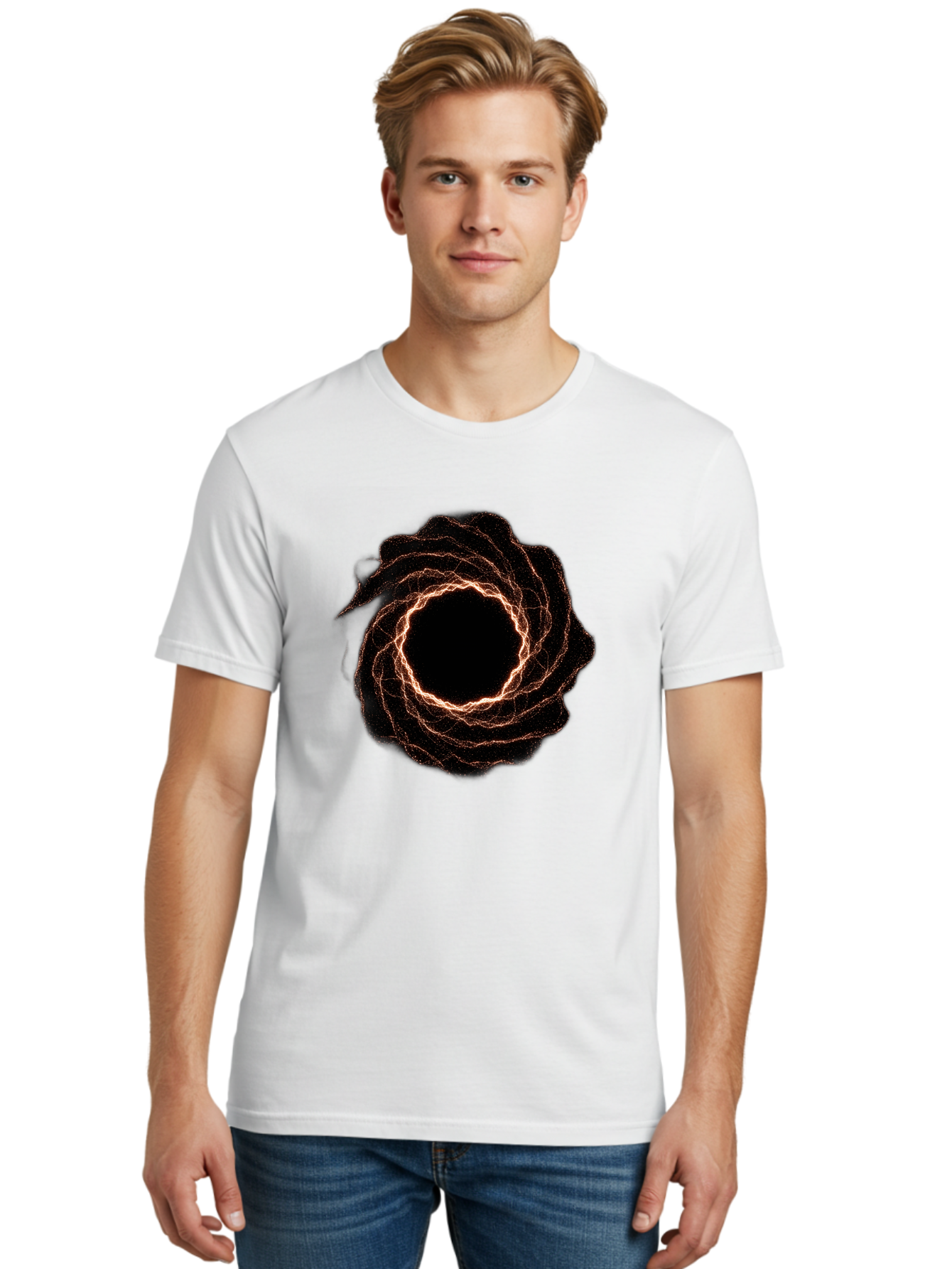 Black-Hole-Vortex Men'S Graphic Tee, 100% Cotton, Comfortable Casual Summer Wear, Machine Washable, Vintage Camera, Old Camera, Antique Camera, Black Camera, Classic Photography, Photography Equipment, Nostalgic Device, Film Camera, Camera Art Bag180