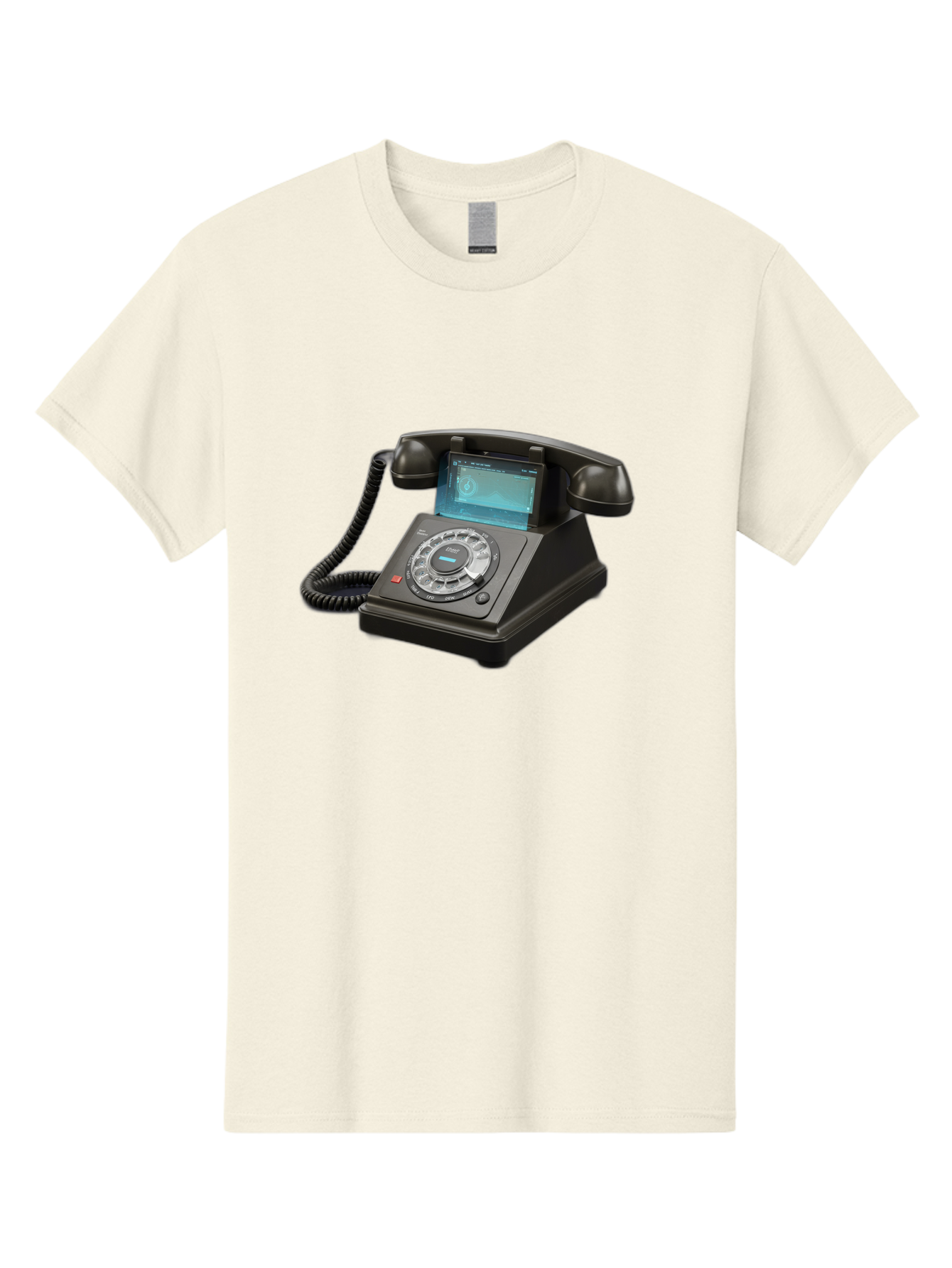 Black-Rotary-Phone-With-Lcd-Screen Men'S Graphic Tee, 100% Cotton, Comfortable Casual Summer Wear, Machine Washable, Vintage Camera, Old Camera, Antique Camera, Black Camera, Classic Photography, Photography Equipment, Nostalgic Device, Bag182