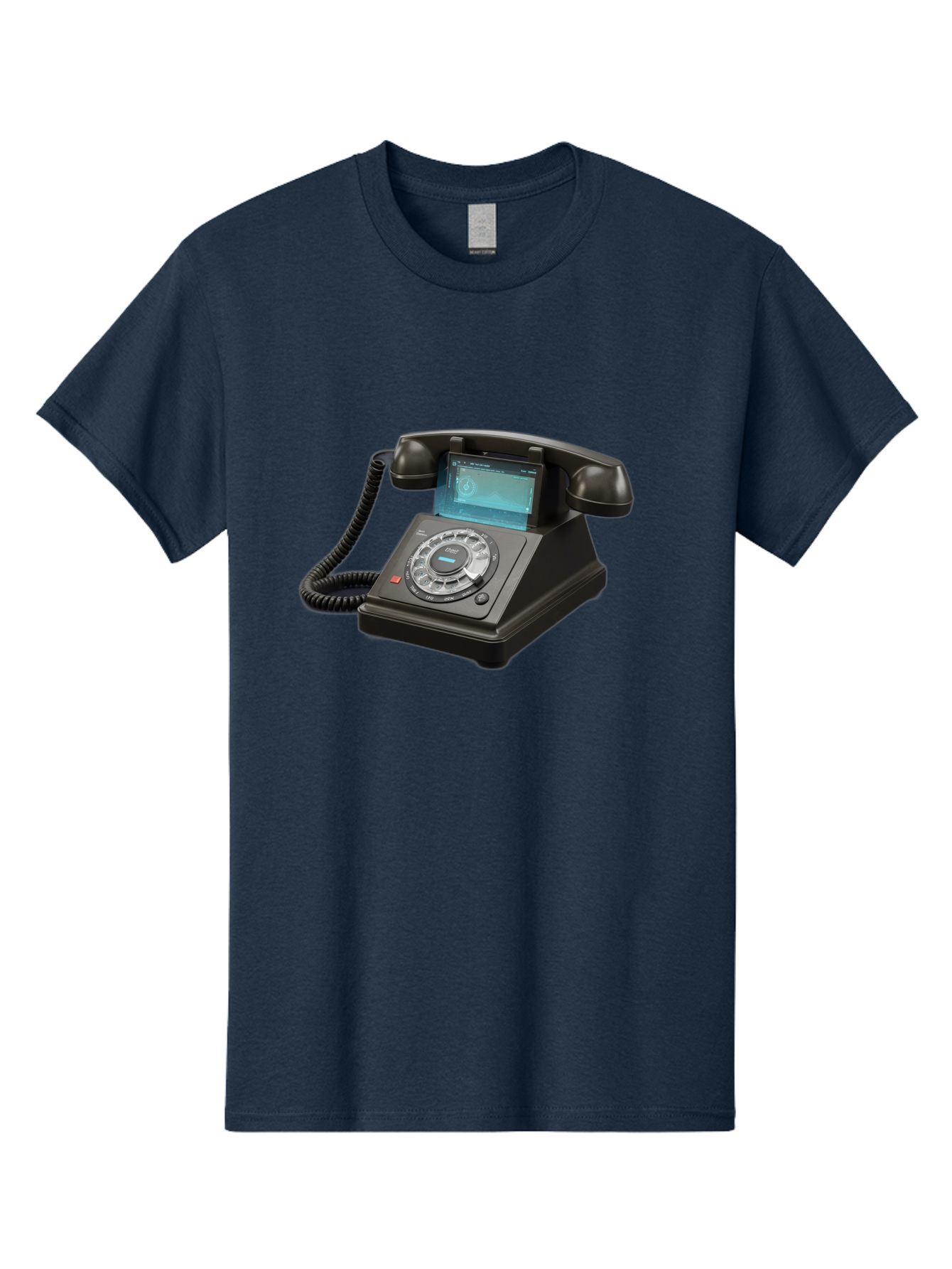 Black-Rotary-Phone-With-Lcd-Screen Men'S Graphic Tee, 100% Cotton, Comfortable Casual Summer Wear, Machine Washable, Vintage Camera, Old Camera, Antique Camera, Black Camera, Classic Photography, Photography Equipment, Nostalgic Device, Bag182