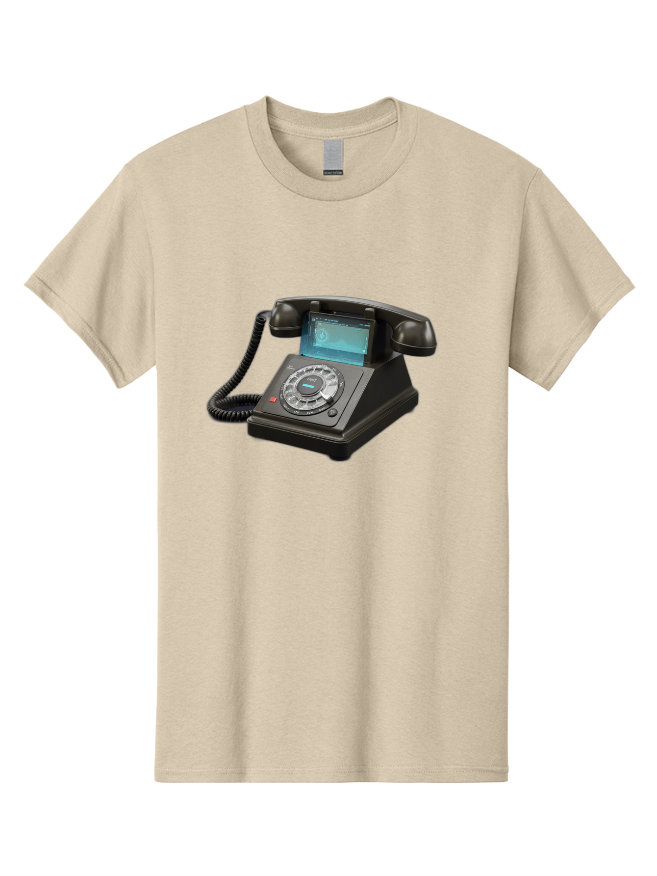 Black-Rotary-Phone-With-Lcd-Screen Men'S Graphic Tee, 100% Cotton, Comfortable Casual Summer Wear, Machine Washable, Vintage Camera, Old Camera, Antique Camera, Black Camera, Classic Photography, Photography Equipment, Nostalgic Device, Bag182