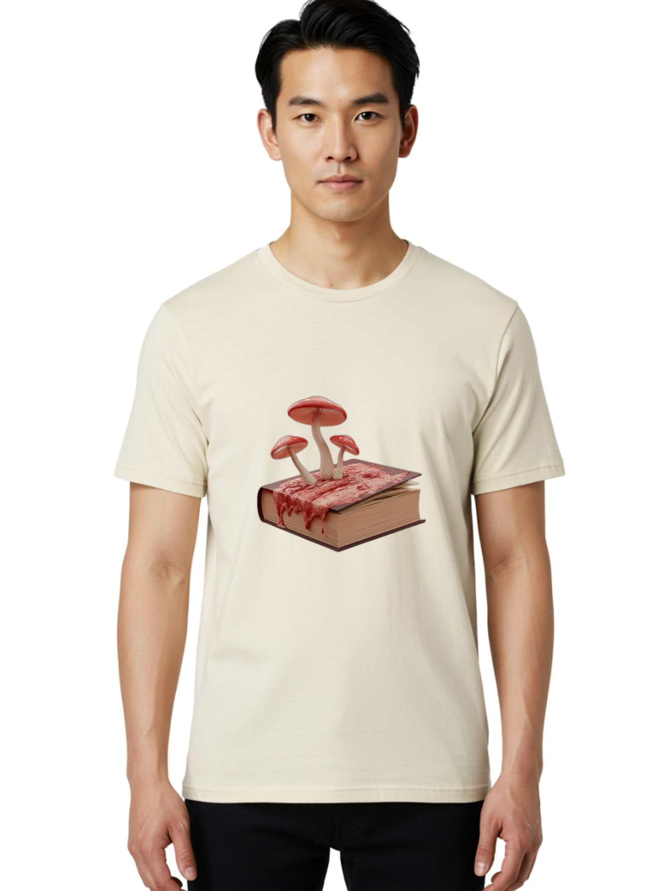 Bloody-Book-With-Mushrooms Men'S Graphic Tee, 100% Cotton, Comfortable Casual Summer Wear, Machine Washable, Vintage Camera, Old Camera, Antique Camera, Black Camera, Classic Photography, Photography Equipment, Nostalgic Device, Film Camera, Bag183