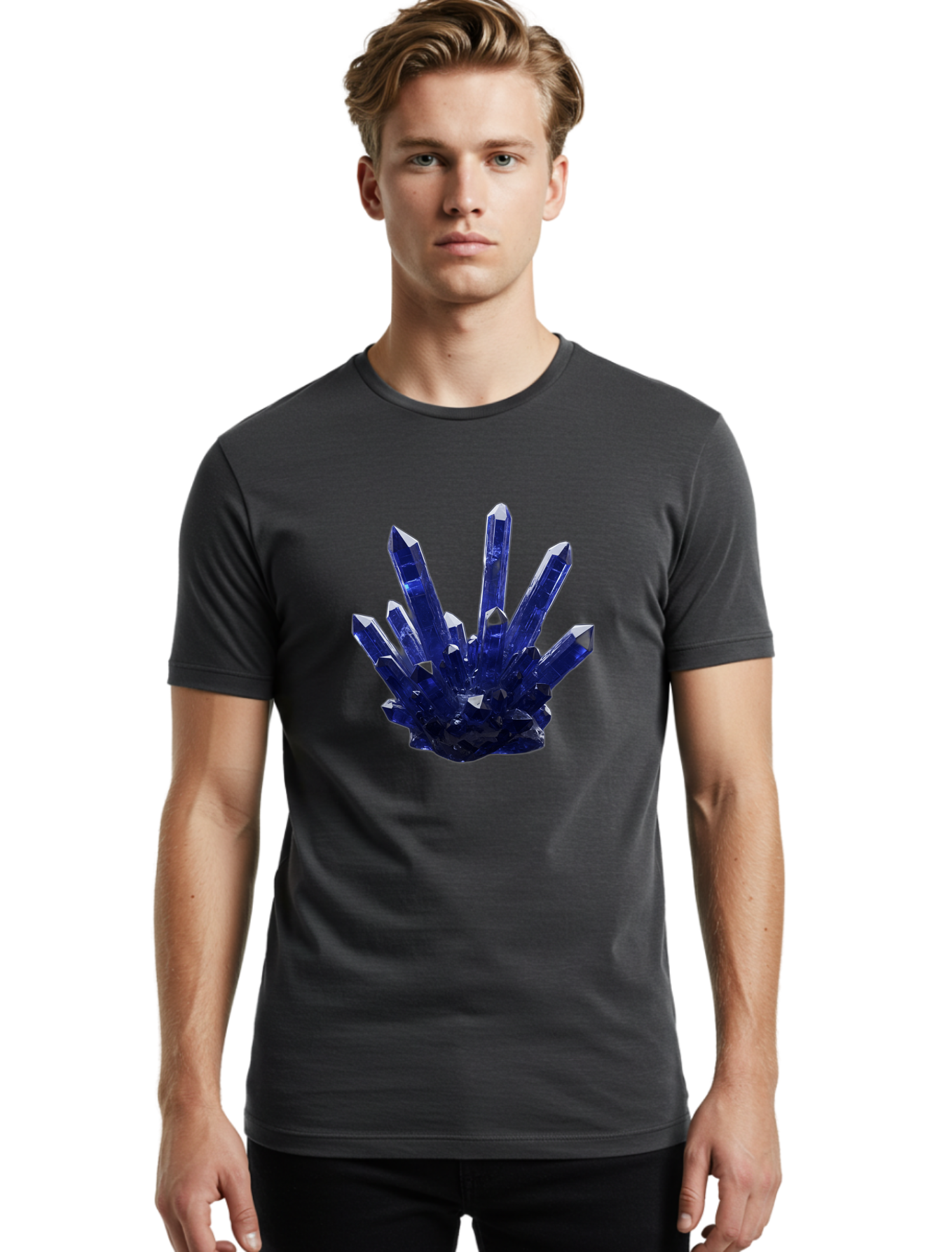 Blue-Crystal-Cluster Men'S Graphic Tee, 100% Cotton, Comfortable Casual Summer Wear, Machine Washable, Vintage Camera, Old Camera, Antique Camera, Black Camera, Classic Photography, Photography Equipment, Nostalgic Device, Film Camera, Bag189