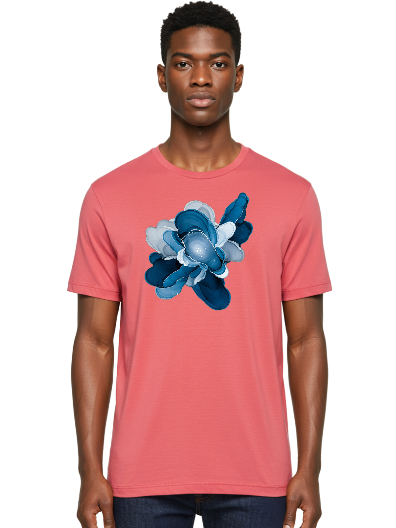 Blue-Digital-Flower Men'S Graphic Tee, 100% Cotton, Comfortable Casual Summer Wear, Machine Washable, Vintage Camera, Old Camera, Antique Camera, Black Camera, Classic Photography, Photography Equipment, Nostalgic Device, Film Camera, Bag191