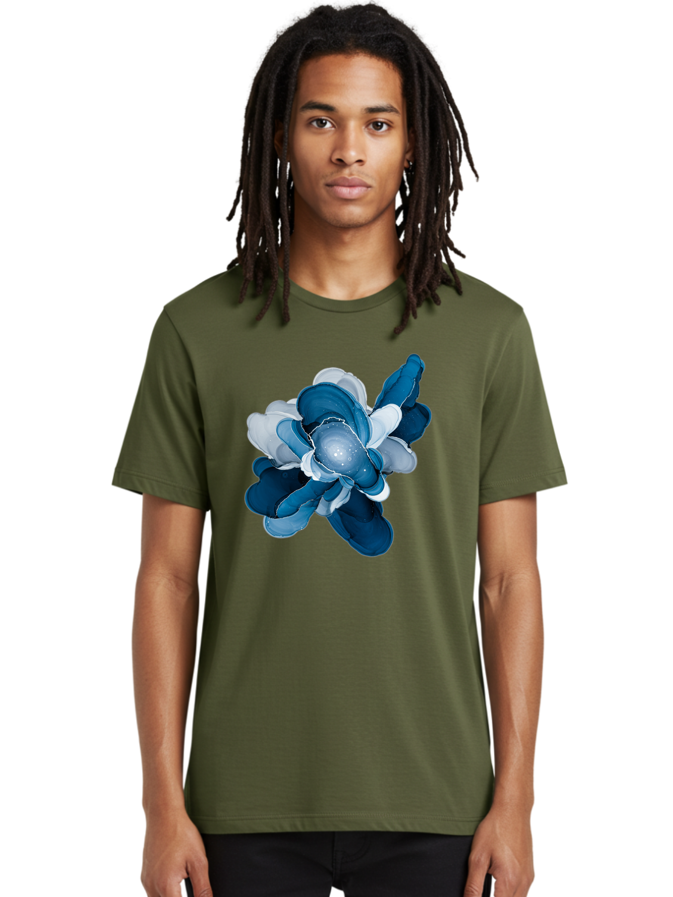 Blue-Digital-Flower Men'S Graphic Tee, 100% Cotton, Comfortable Casual Summer Wear, Machine Washable, Vintage Camera, Old Camera, Antique Camera, Black Camera, Classic Photography, Photography Equipment, Nostalgic Device, Film Camera, Bag191