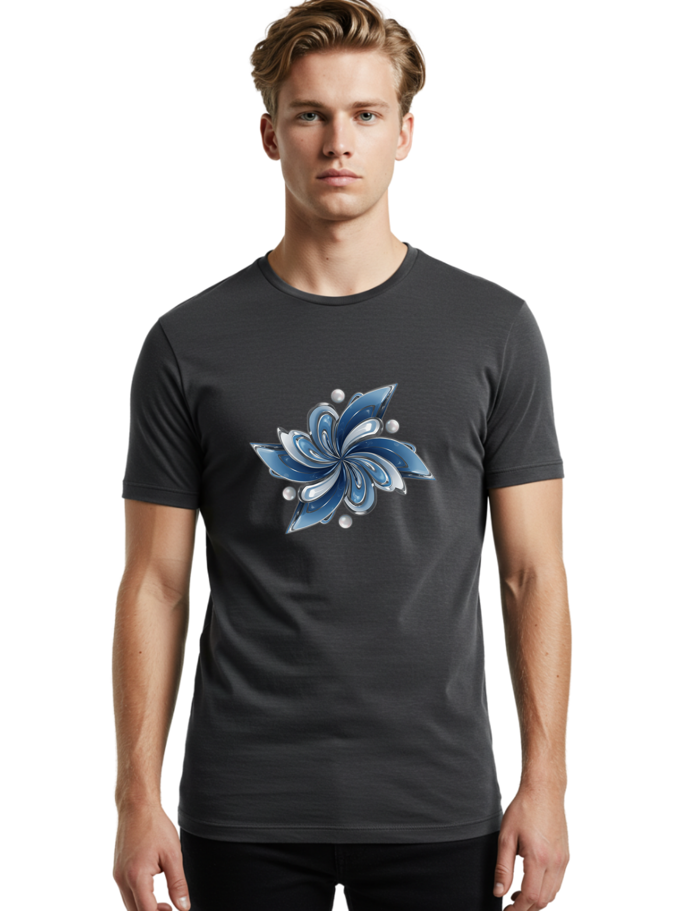 Blue-Flower Men'S Graphic Tee, 100% Cotton, Comfortable Casual Summer Wear, Machine Washable, Vintage Camera, Old Camera, Antique Camera, Black Camera, Classic Photography, Photography Equipment, Nostalgic Device, Film Camera, Camera Art Bag193