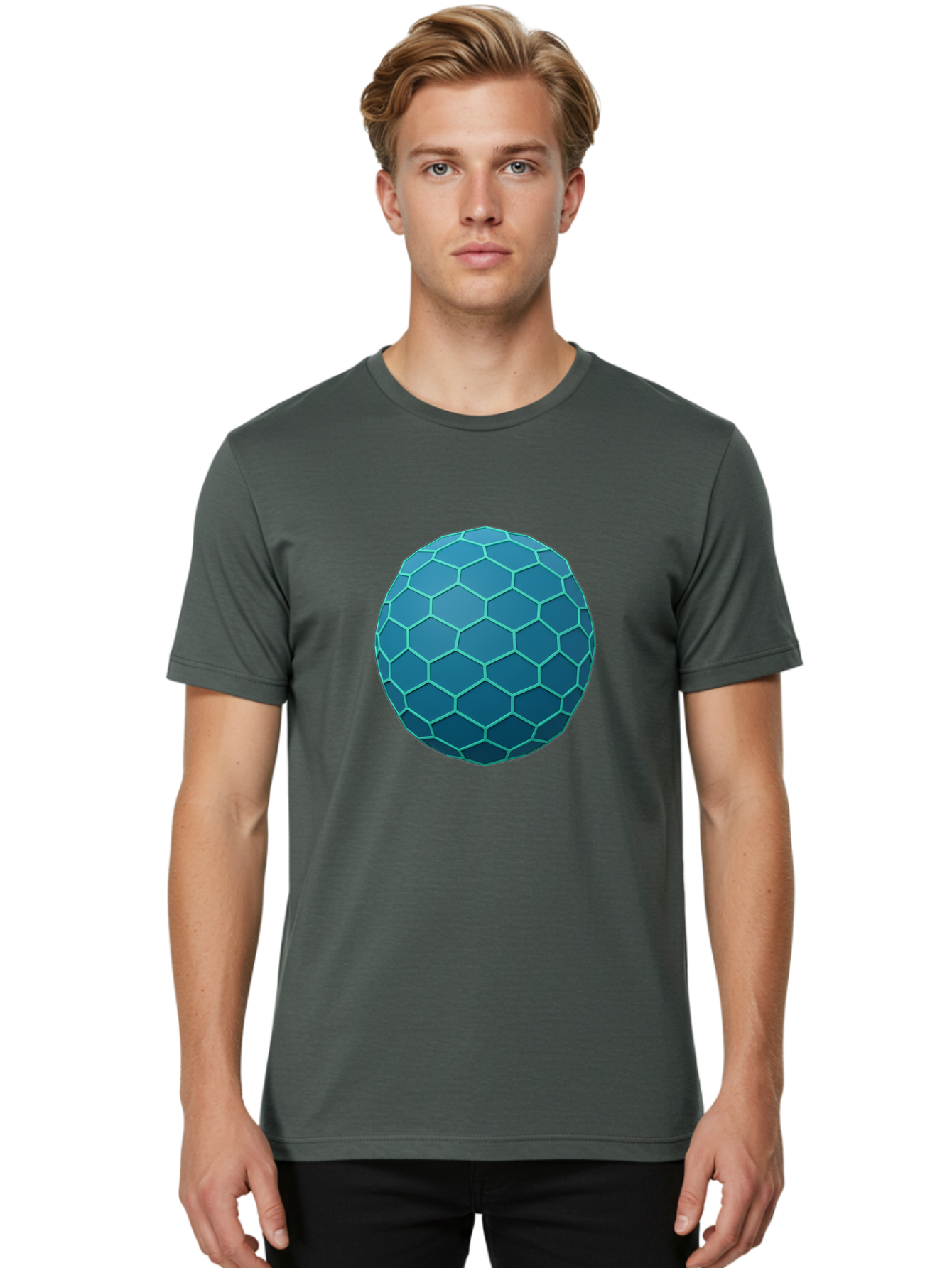 Blue-Hexagonal-Sphere Men'S Graphic Tee, 100% Cotton, Comfortable Casual Summer Wear, Machine Washable, Vintage Camera, Old Camera, Antique Camera, Black Camera, Classic Photography, Photography Equipment, Nostalgic Device, Film Camera, Bag194
