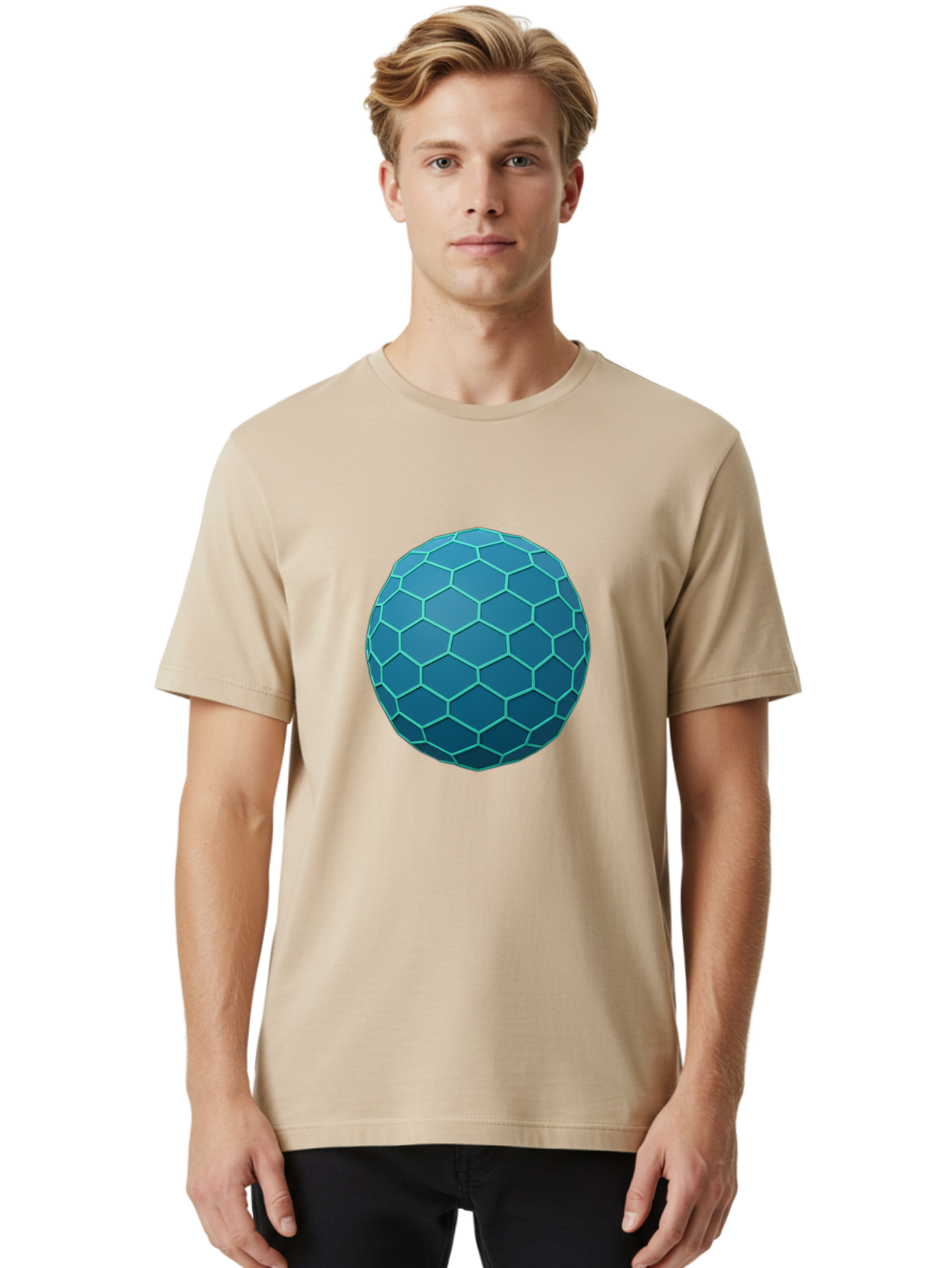 Blue-Hexagonal-Sphere Men'S Graphic Tee, 100% Cotton, Comfortable Casual Summer Wear, Machine Washable, Vintage Camera, Old Camera, Antique Camera, Black Camera, Classic Photography, Photography Equipment, Nostalgic Device, Film Camera, Bag194