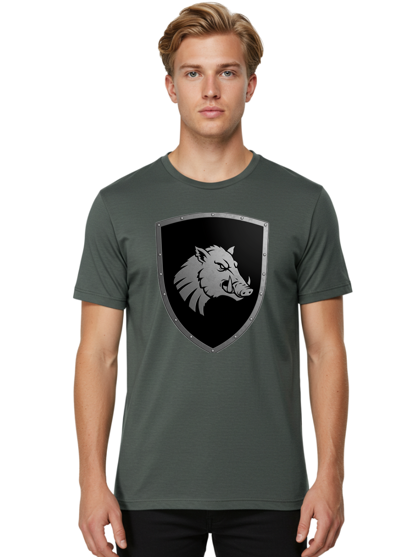 Boar-Head-Shield Men'S Graphic Tee, 100% Cotton, Comfortable Casual Summer Wear, Machine Washable, Vintage Camera, Old Camera, Antique Camera, Black Camera, Classic Photography, Photography Equipment, Nostalgic Device, Film Camera, Camera Art Bag210