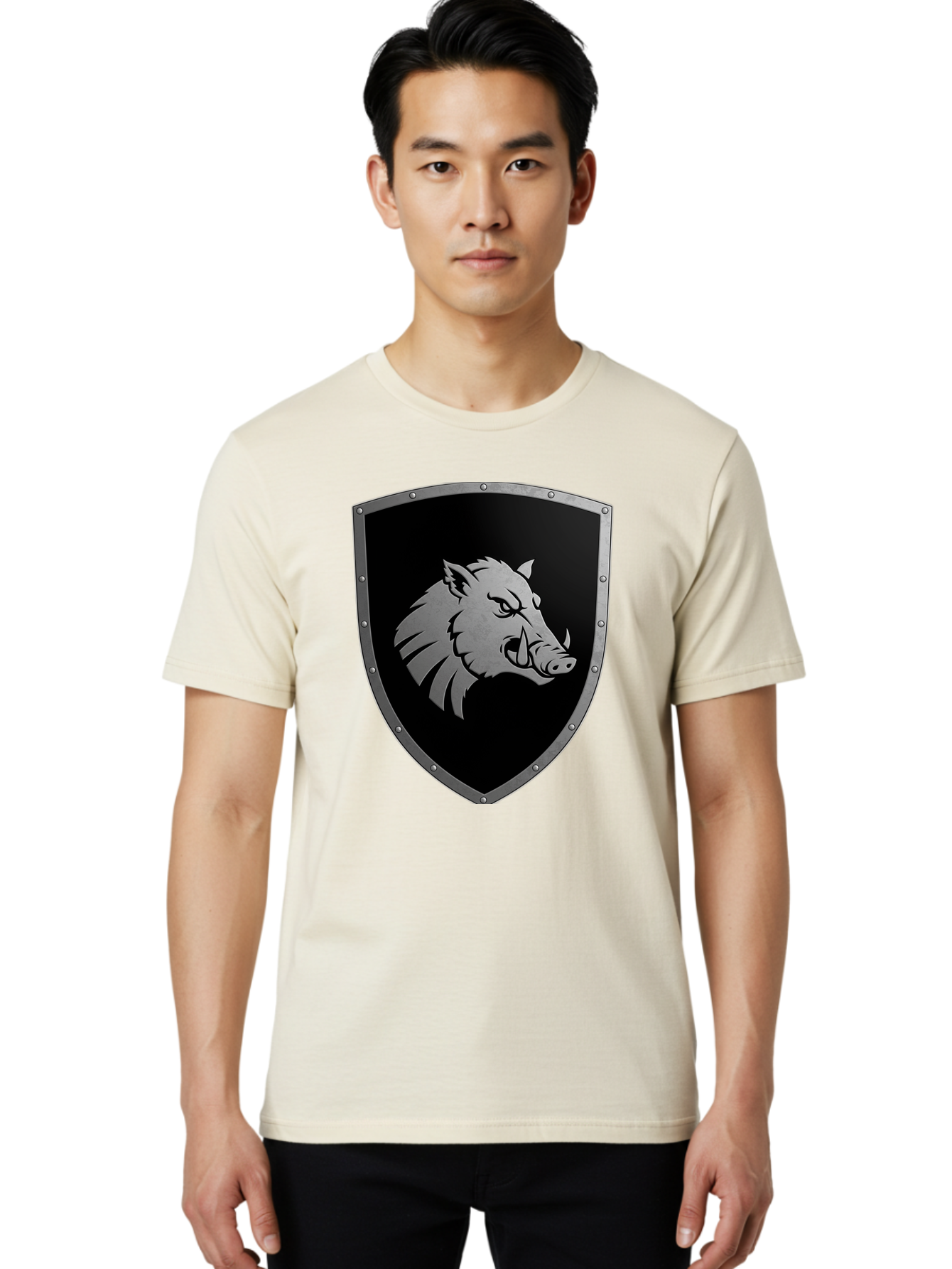 Boar-Head-Shield Men'S Graphic Tee, 100% Cotton, Comfortable Casual Summer Wear, Machine Washable, Vintage Camera, Old Camera, Antique Camera, Black Camera, Classic Photography, Photography Equipment, Nostalgic Device, Film Camera, Camera Art Bag210