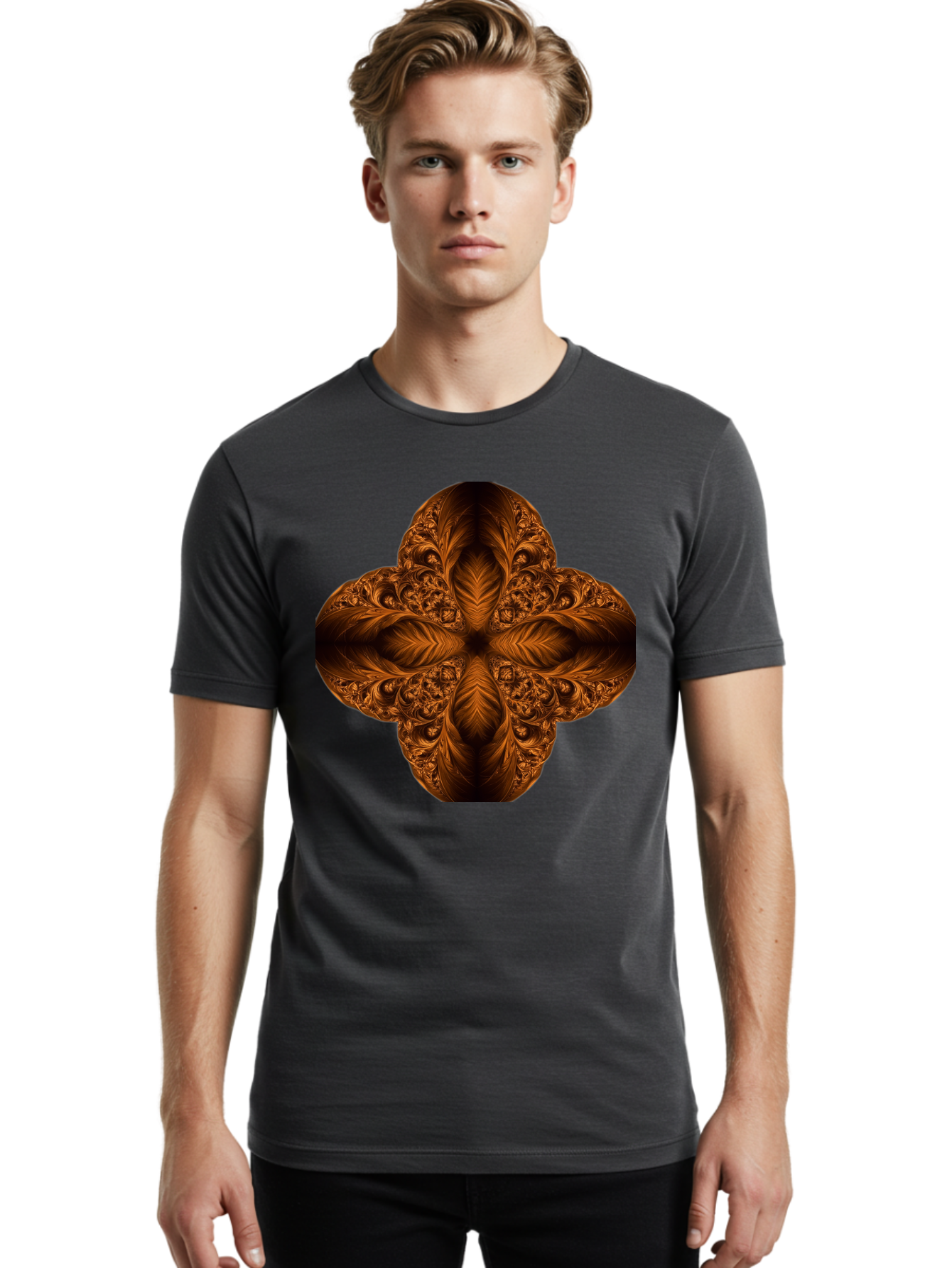 Brown-Fractal-Design Men'S Graphic Tee, 100% Cotton, Comfortable Casual Summer Wear, Machine Washable, Vintage Camera, Old Camera, Antique Camera, Black Camera, Classic Photography, Photography Equipment, Nostalgic Device, Film Camera, Bag216