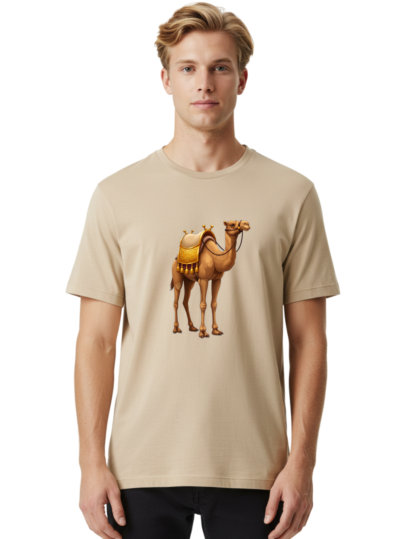 Camel Men'S Graphic Tee, 100% Cotton, Comfortable Casual Summer Wear, Machine Washable, Vintage Camera, Old Camera, Antique Camera, Black Camera, Classic Photography, Photography Equipment, Nostalgic Device, Film Camera, Camera Art Bag243