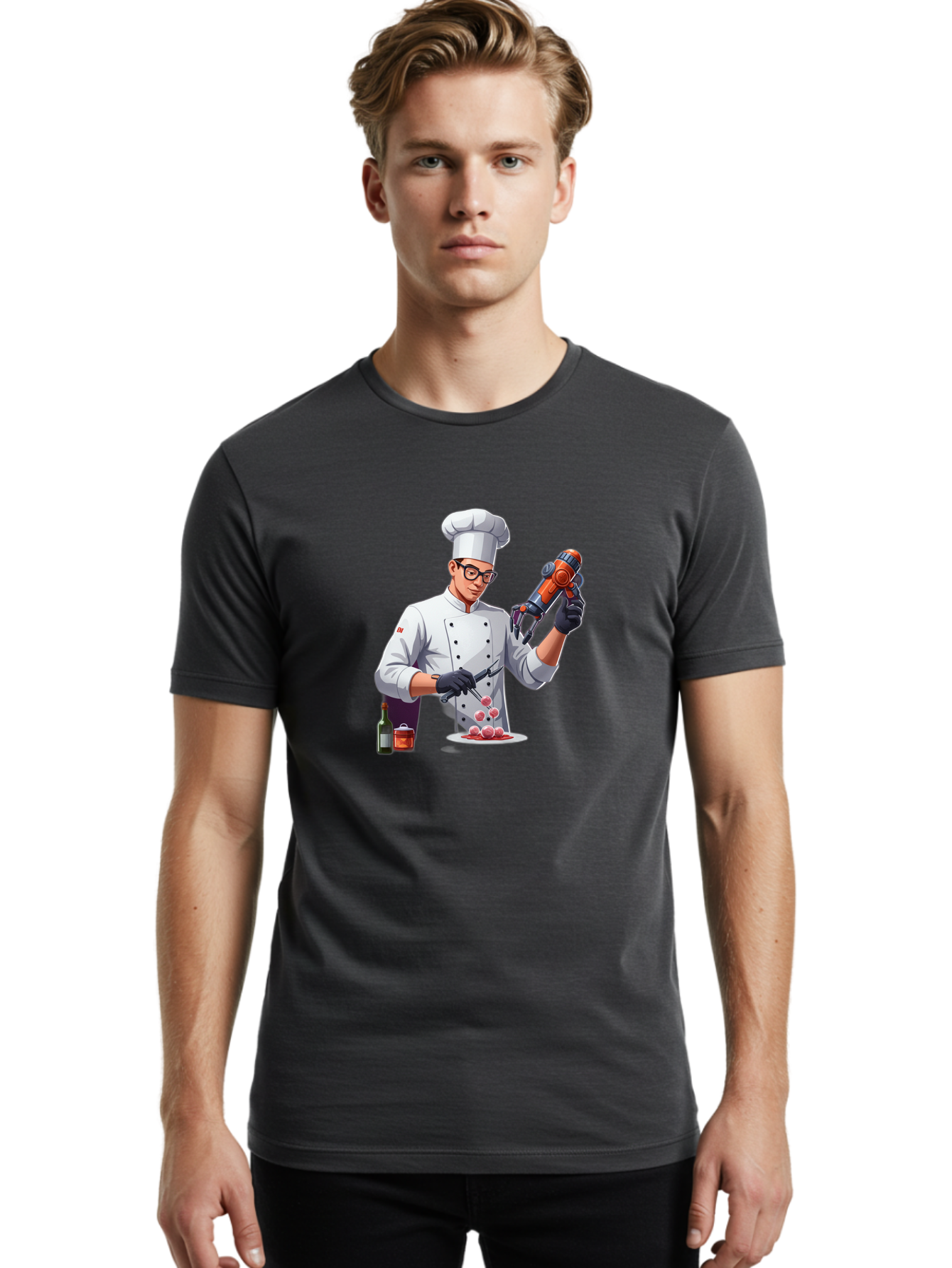 Chef-With-Meatball-Gun Men'S Graphic Tee, 100% Cotton, Comfortable Casual Summer Wear, Machine Washable, Vintage Camera, Old Camera, Antique Camera, Black Camera, Classic Photography, Photography Equipment, Nostalgic Device, Film Camera, Bag278