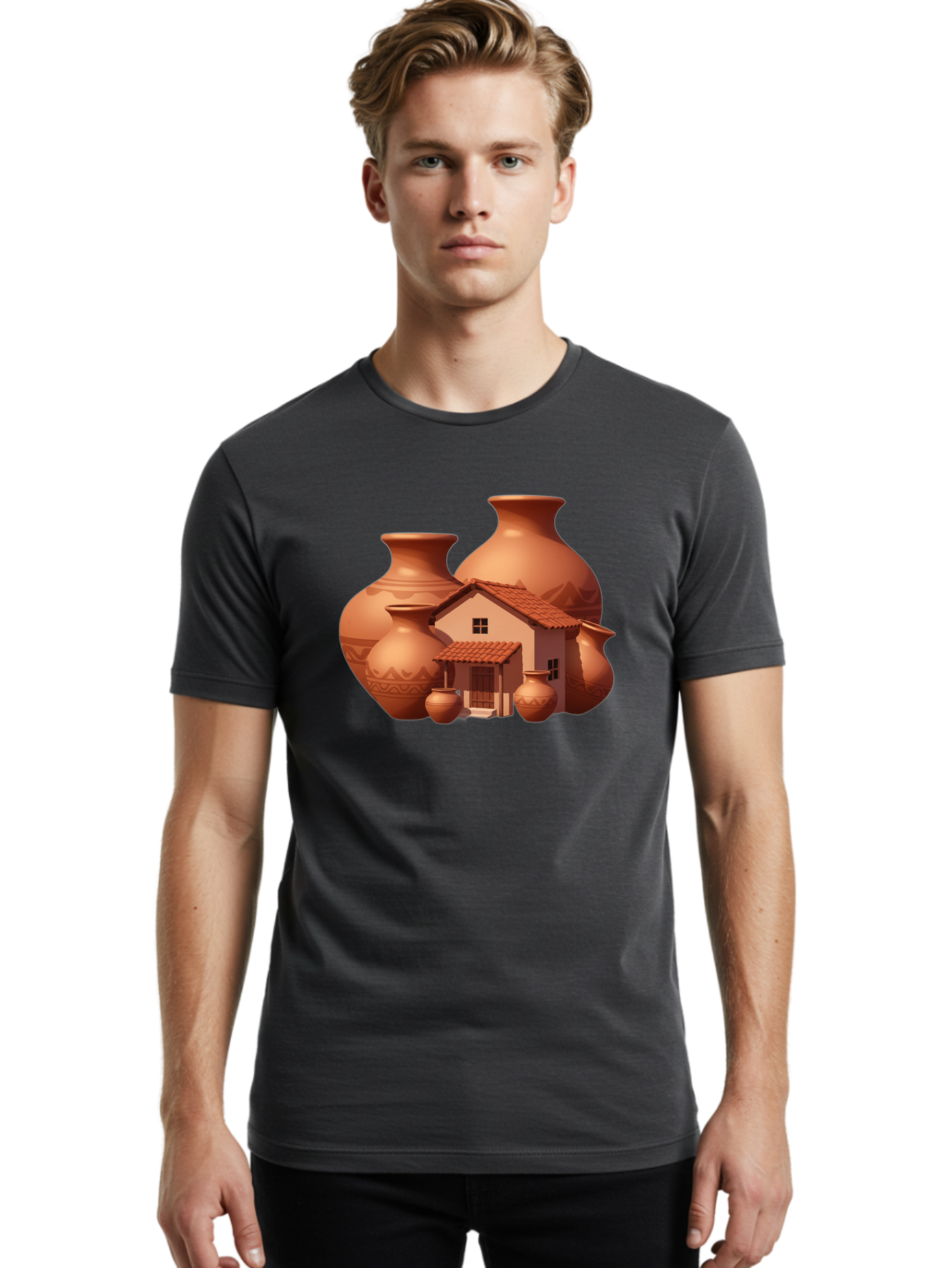 Clay-House-And-Pots Men'S Graphic Tee, 100% Cotton, Comfortable Casual Summer Wear, Machine Washable, Vintage Camera, Old Camera, Antique Camera, Black Camera, Classic Photography, Photography Equipment, Nostalgic Device, Film Camera, Bag300