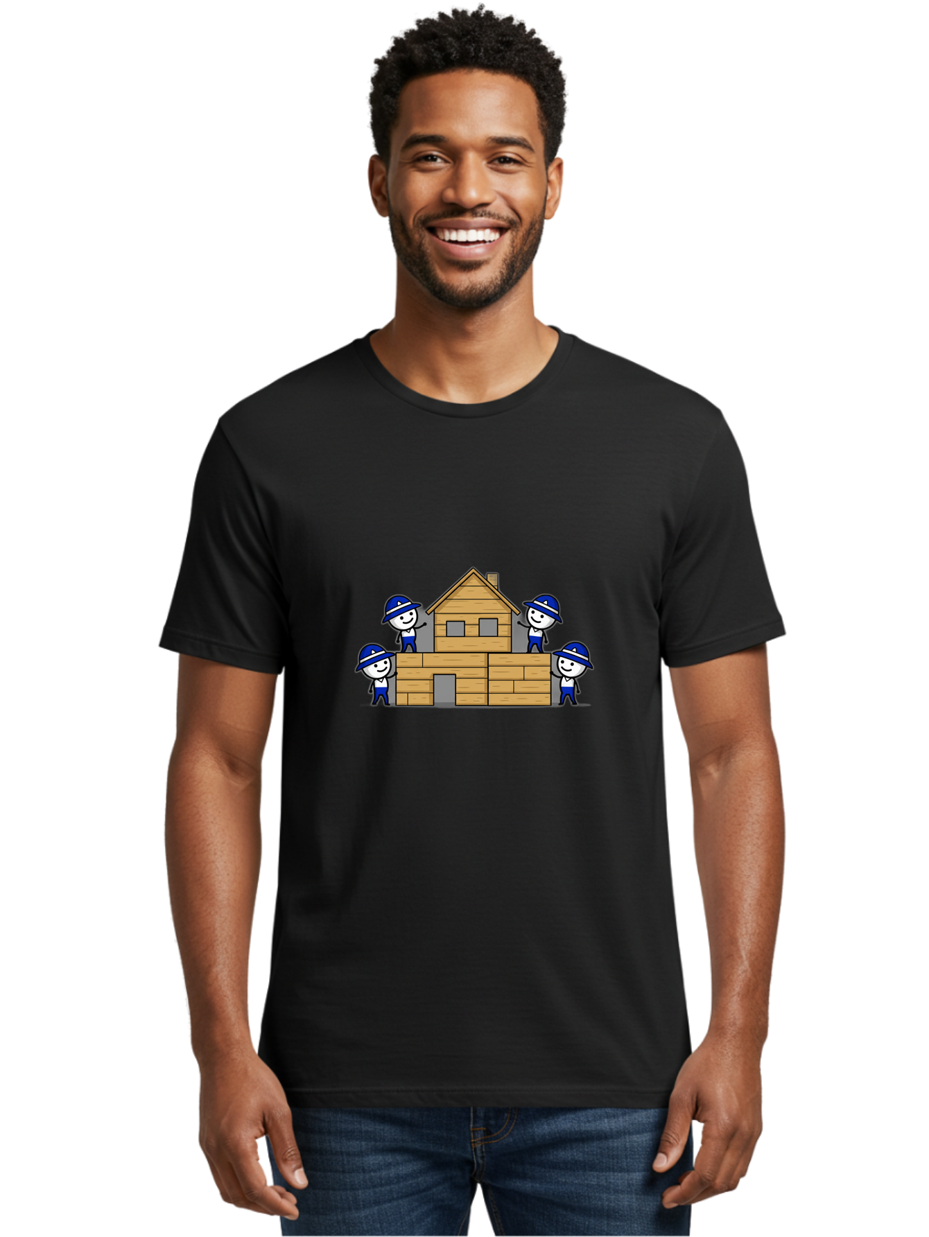 Construction-Workers-Building-House Men'S Graphic Tee, 100% Cotton, Comfortable Casual Summer Wear, Machine Washable, Vintage Camera, Old Camera, Antique Camera, Black Camera, Classic Photography, Photography Equipment, Nostalgic Device, Bag332