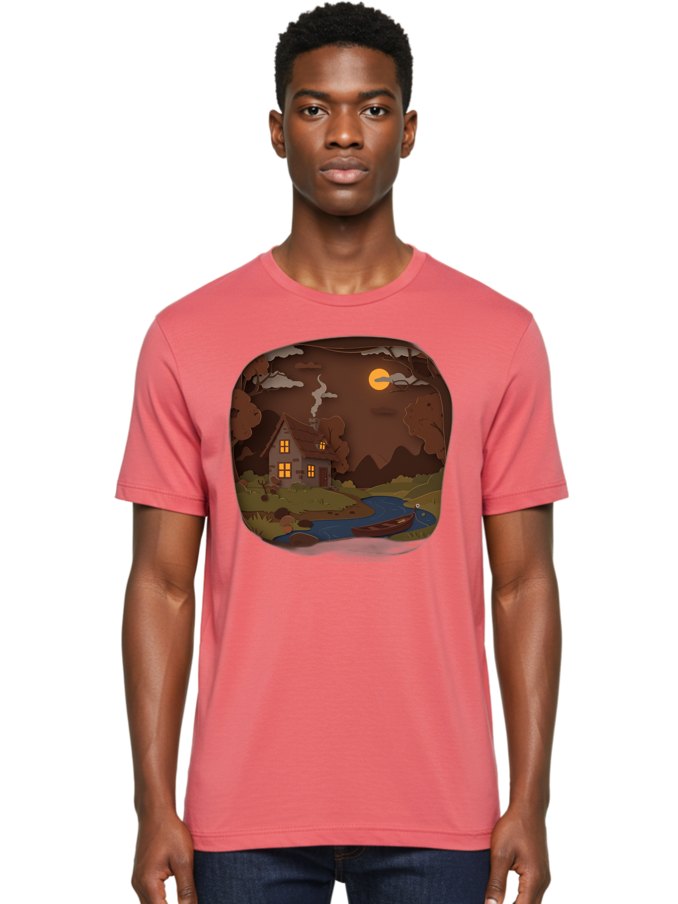 Cottage-By-The-River-1 Men'S Graphic Tee, 100% Cotton, Comfortable Casual Summer Wear, Machine Washable, Vintage Camera, Old Camera, Antique Camera, Black Camera, Classic Photography, Photography Equipment, Nostalgic Device, Film Camera, Bag341