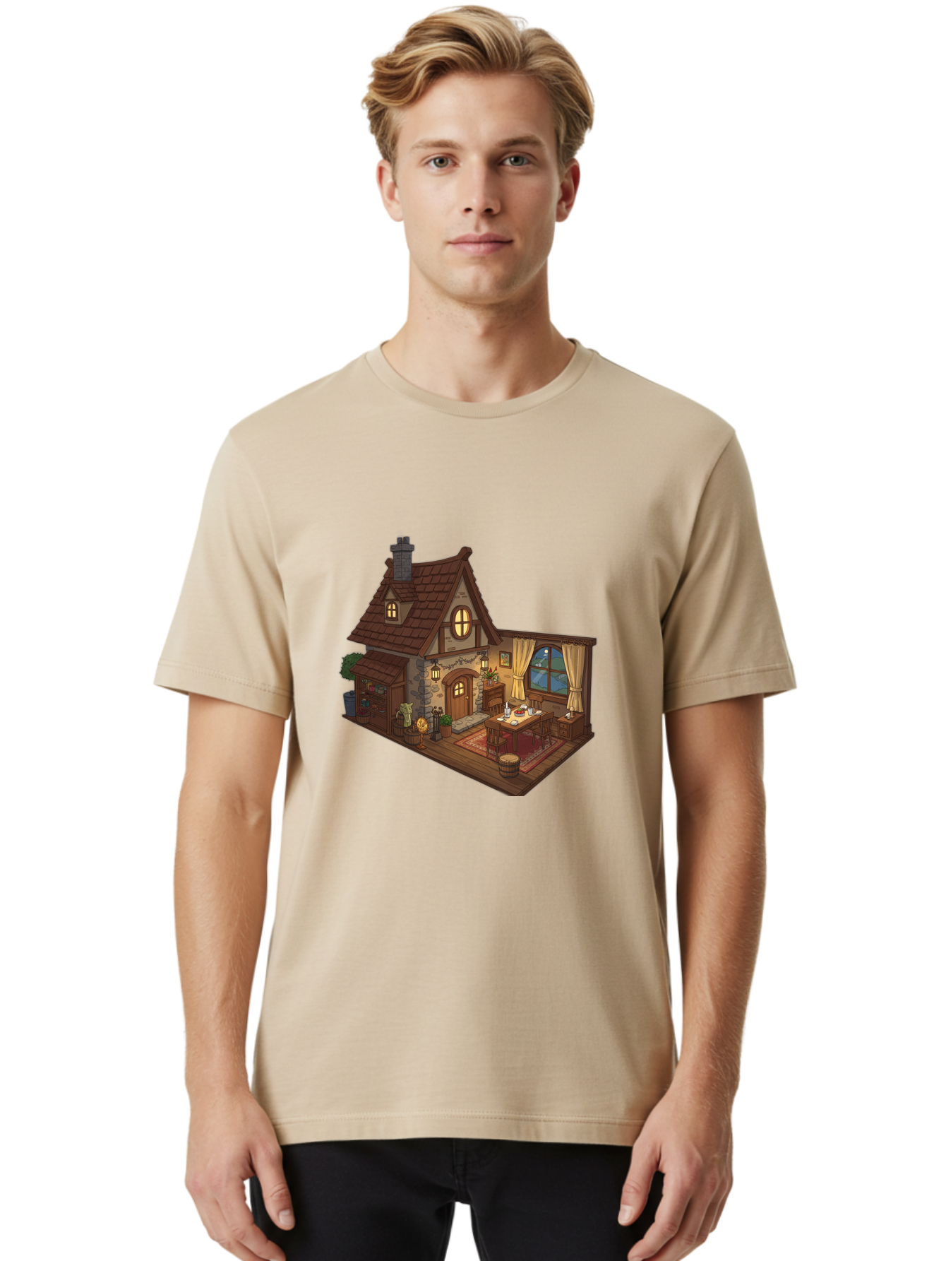 Cozy-Cottage-1 Men'S Graphic Tee, 100% Cotton, Comfortable Casual Summer Wear, Machine Washable, Vintage Camera, Old Camera, Antique Camera, Black Camera, Classic Photography, Photography Equipment, Nostalgic Device, Film Camera, Camera Art Bag350