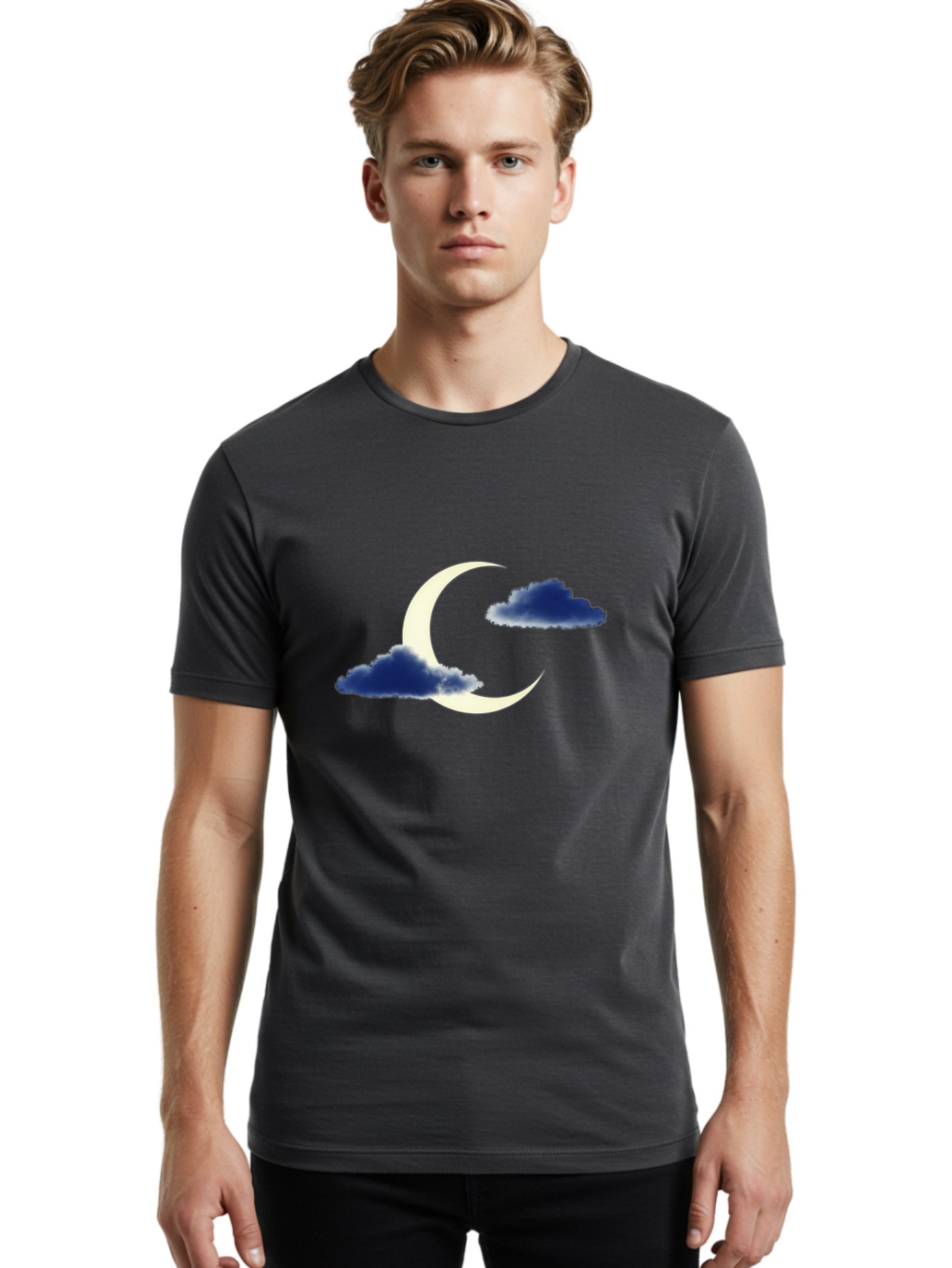 Crescent-Moon-With-Clouds Men'S Graphic Tee, 100% Cotton, Comfortable Casual Summer Wear, Machine Washable, Vintage Camera, Old Camera, Antique Camera, Black Camera, Classic Photography, Photography Equipment, Nostalgic Device, Film Camera, Bag362
