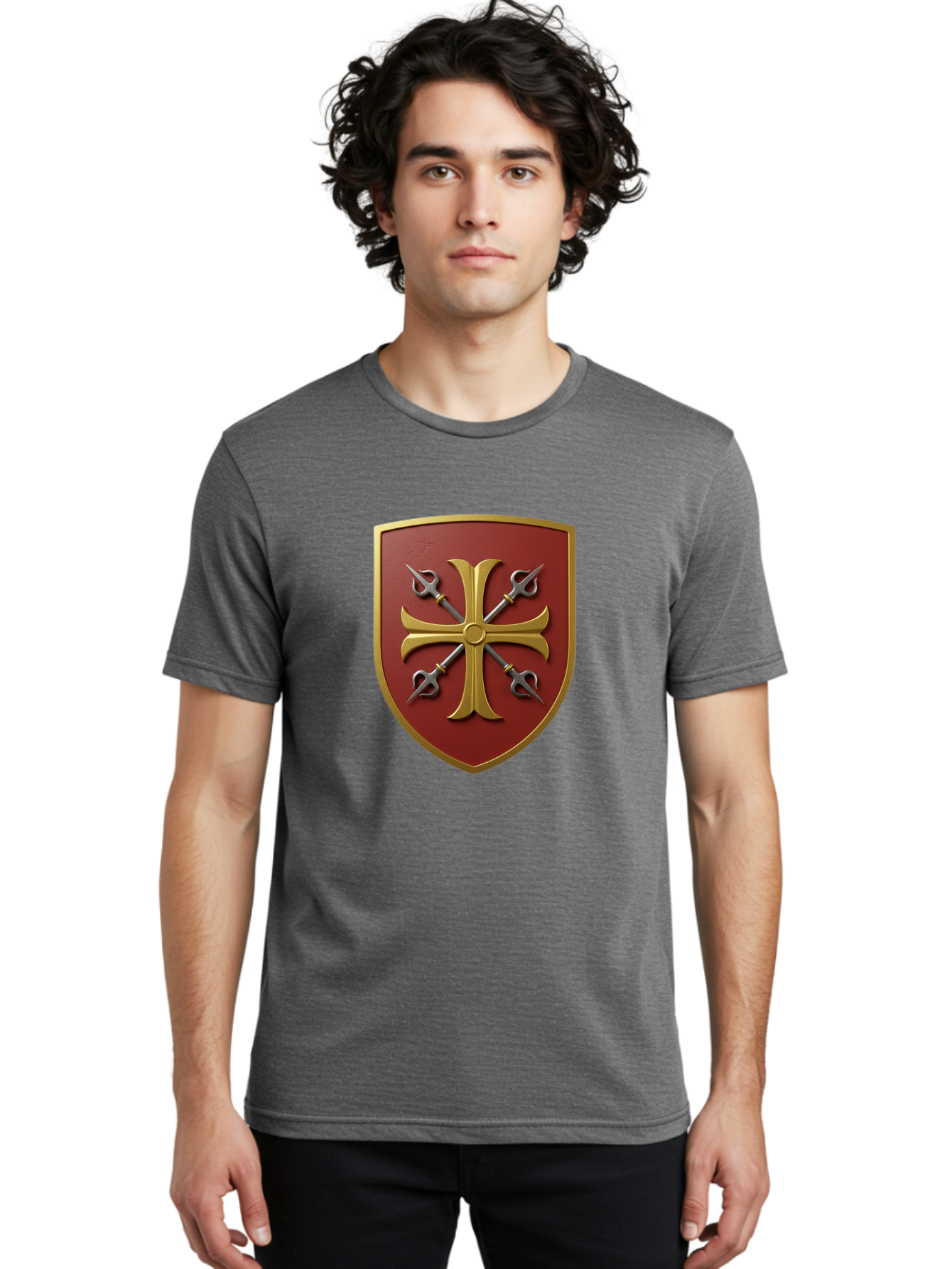 Crossed-Swords-And-Cross-Emblem Men'S Graphic Tee, 100% Cotton, Comfortable Casual Summer Wear, Machine Washable, Vintage Camera, Old Camera, Antique Camera, Black Camera, Classic Photography, Photography Equipment, Nostalgic Device, Bag364