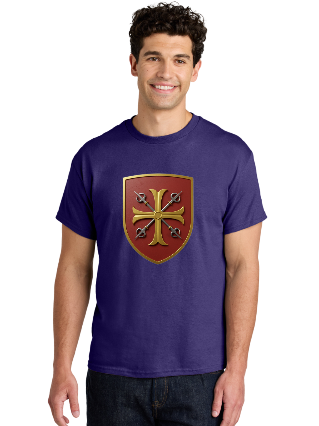 Crossed-Swords-And-Cross-Emblem Men'S Graphic Tee, 100% Cotton, Comfortable Casual Summer Wear, Machine Washable, Vintage Camera, Old Camera, Antique Camera, Black Camera, Classic Photography, Photography Equipment, Nostalgic Device, Bag364